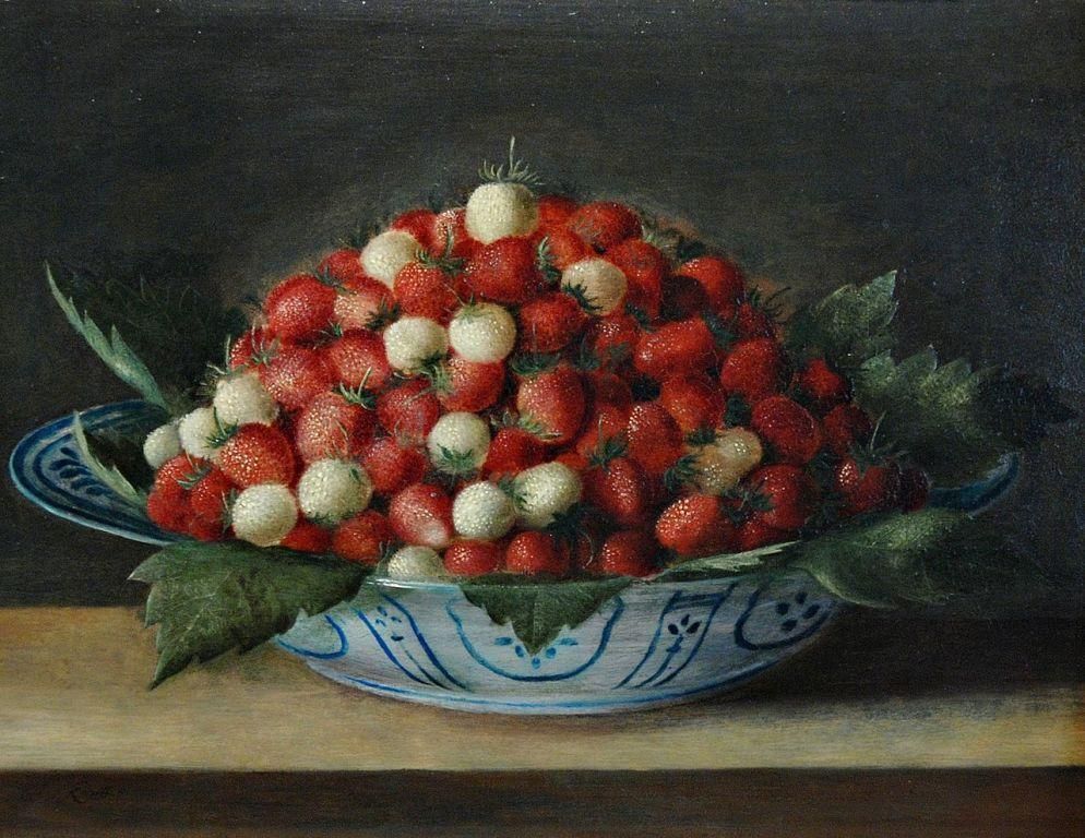 Sebastian Stoskopf, Strawberry Dish, 1620 - Painting, Art, Berries, Strawberry, White strawberries