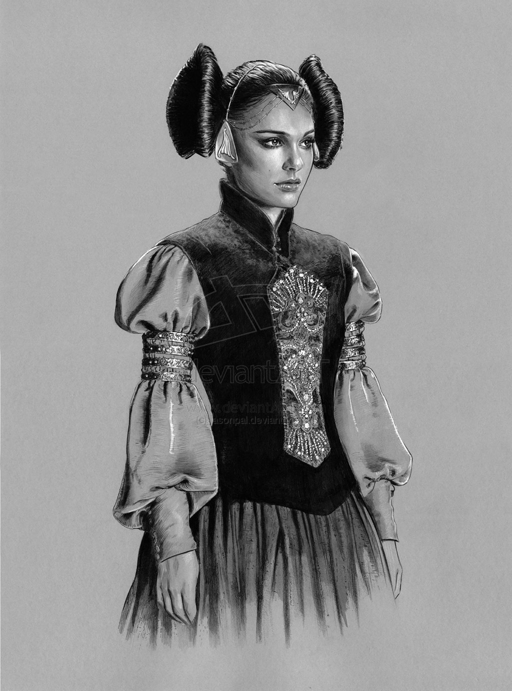 Padme Amidala in the works of American artist Jason Palmer - Star Wars, Padme Amidala, Costume, Sketch, Drawing, Deviantart, Artist, Art, Longpost