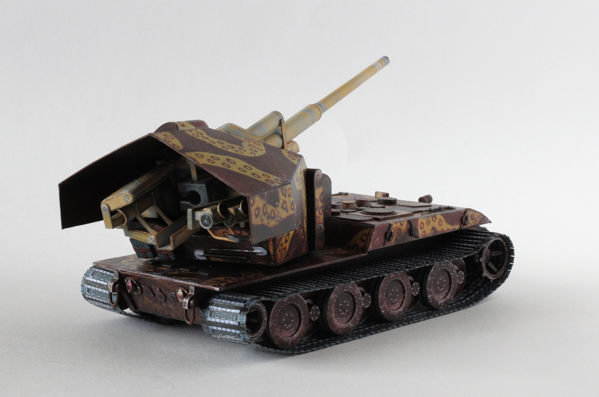 Waffentrager auf E 100 made of paper in scale 1:50 - My, Wargaming, Prefabricated model, Papercraft, World of tanks, Longpost