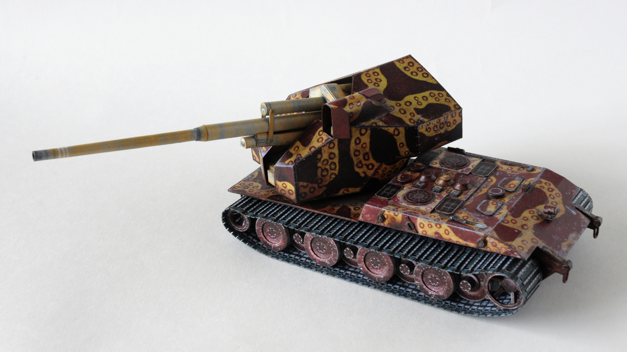 Waffentrager auf E 100 made of paper in scale 1:50 - My, Wargaming, Prefabricated model, Papercraft, World of tanks, Longpost