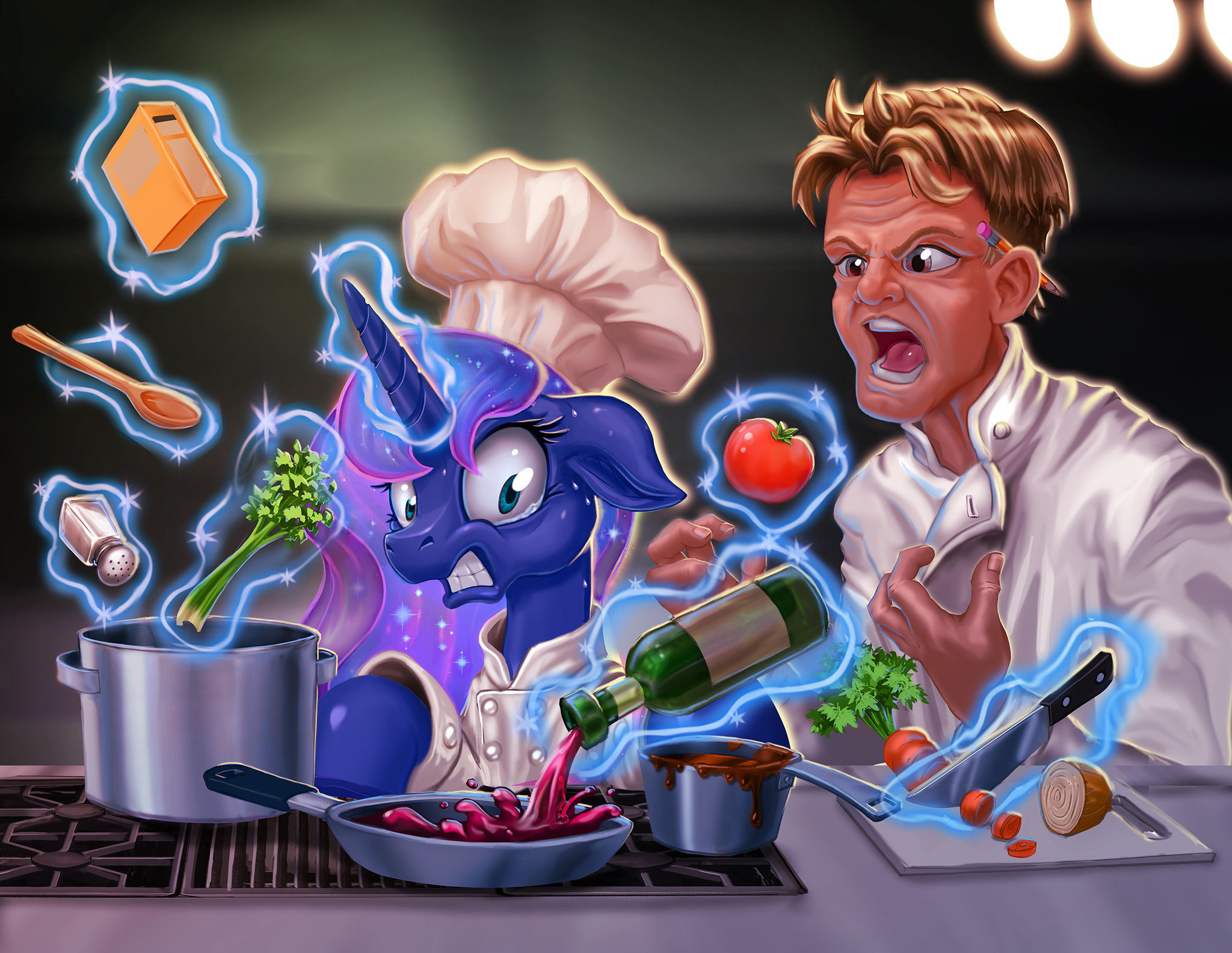 Lunar kitchen - My little pony, Princess luna, Gordon Ramsay, Hell's Kitchen, Harwicks-Art