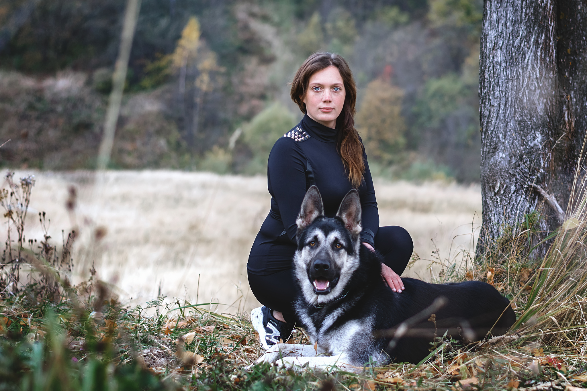 Typhoon and its owner :) - My, PHOTOSESSION, East European Shepherd, Nikon d5300, Pets, Autumn, Longpost, Girls, Dog