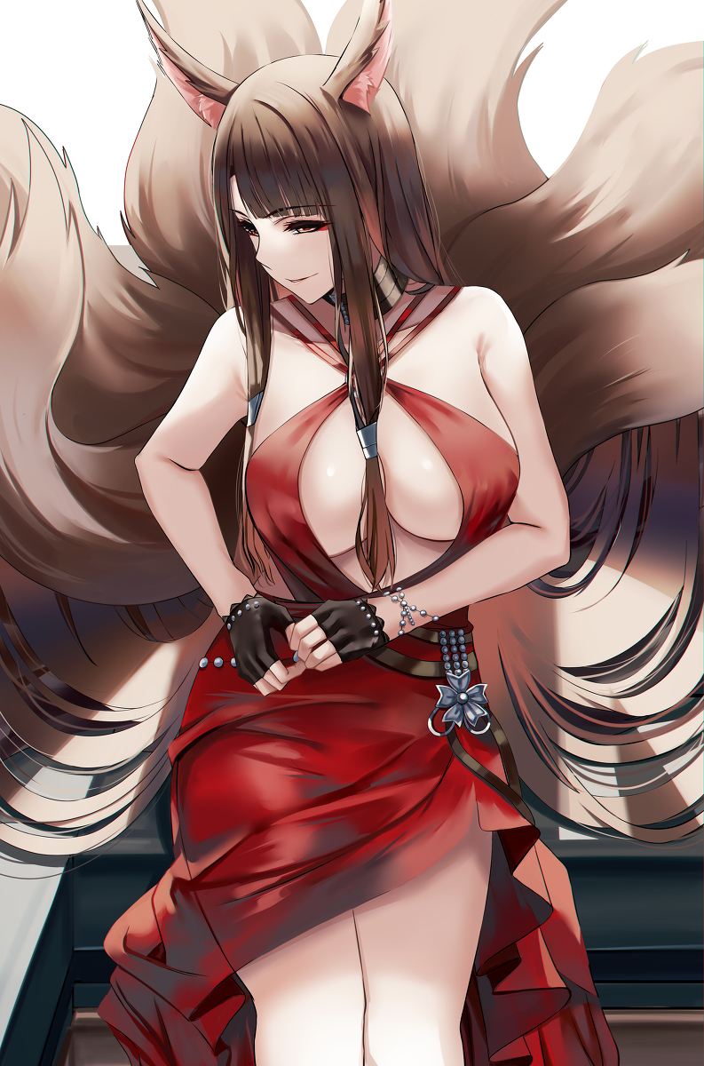 Akagi - Anime, Art, Anime art, Azur lane, Games, Akagi, Animal ears, The dress