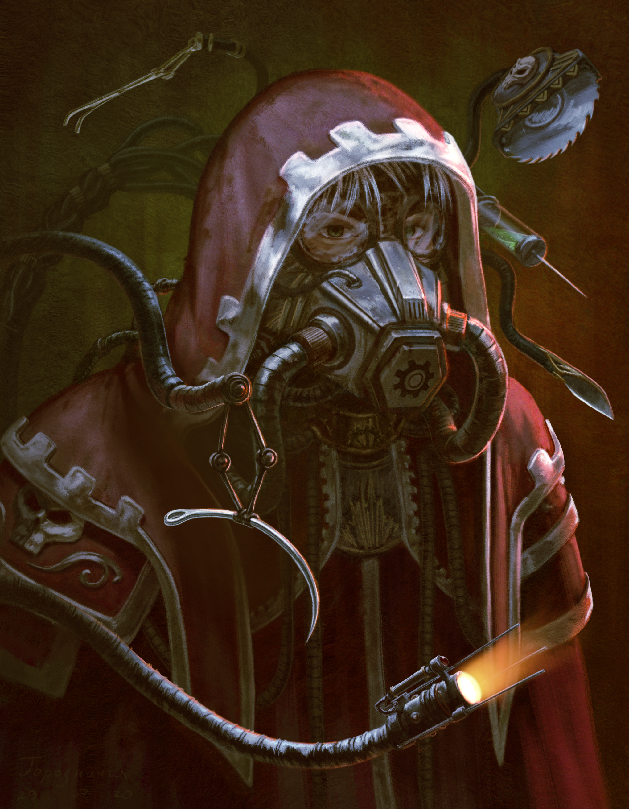 Adeptus Mechanicus - Моё, Adeptus Mechanicus, Warhammer 40k, Techpriest, Цифровой рисунок