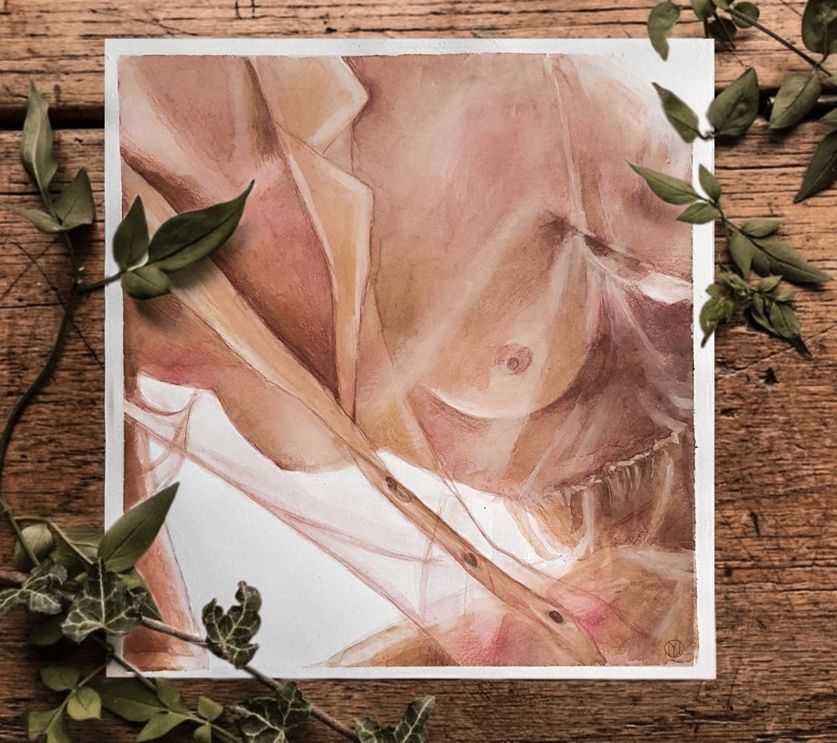 Strawberry watercolor - NSFW, My, Watercolor, Drawing, Girls, Naked