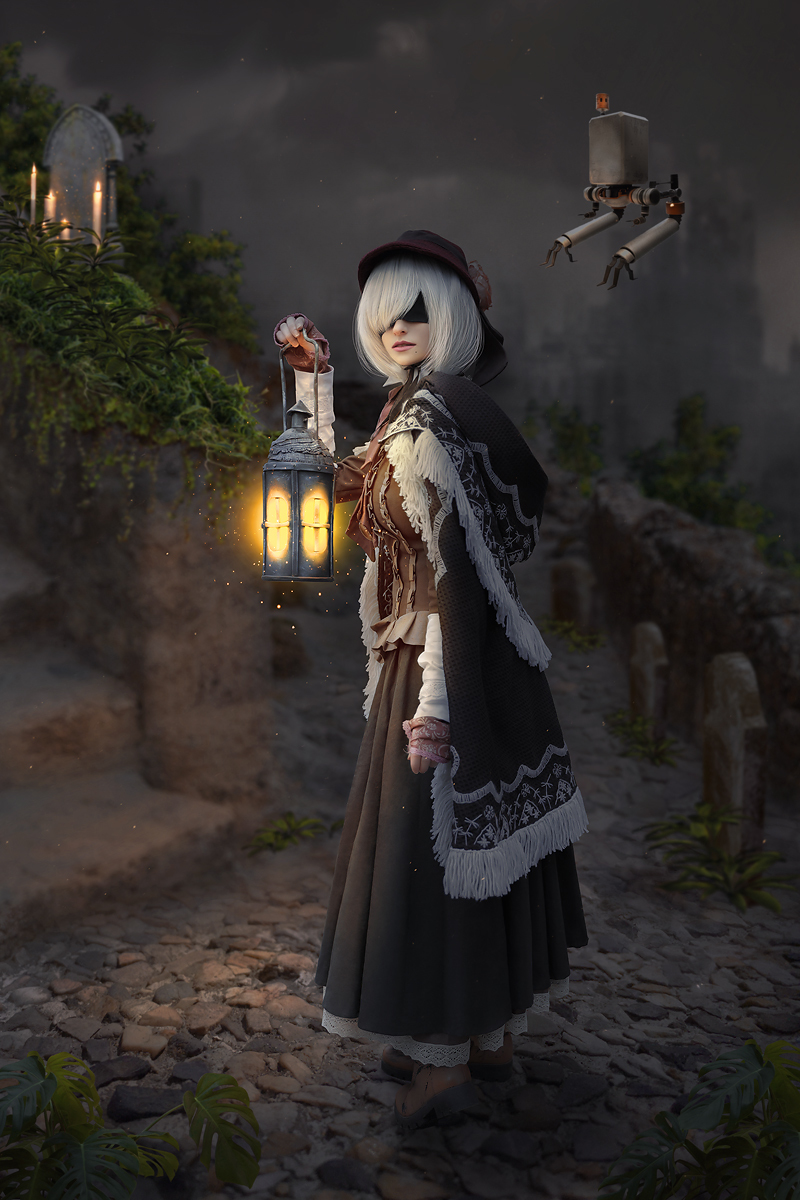 2B - Nier Automata - Plain Doll Bloodborne Cosplay by Claire Sea - Моё, Косплей, NIER Automata, Yorha unit No 2 type B, Bloodborne, Plain Doll, Компьютерные игры, Видеоигра, Длиннопост