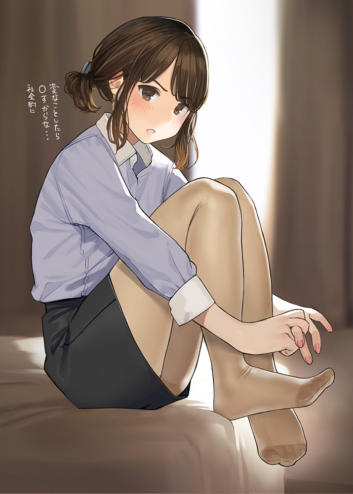 Ganbare, Douki-chan! [part 1] - NSFW, Anime, Anime art, Tights, Underwear, Bra, Senpai, Office plankton, Longpost, Pixiv, Ganbare Douki-chan, Y_o_m_y_o_m, Douki-chan