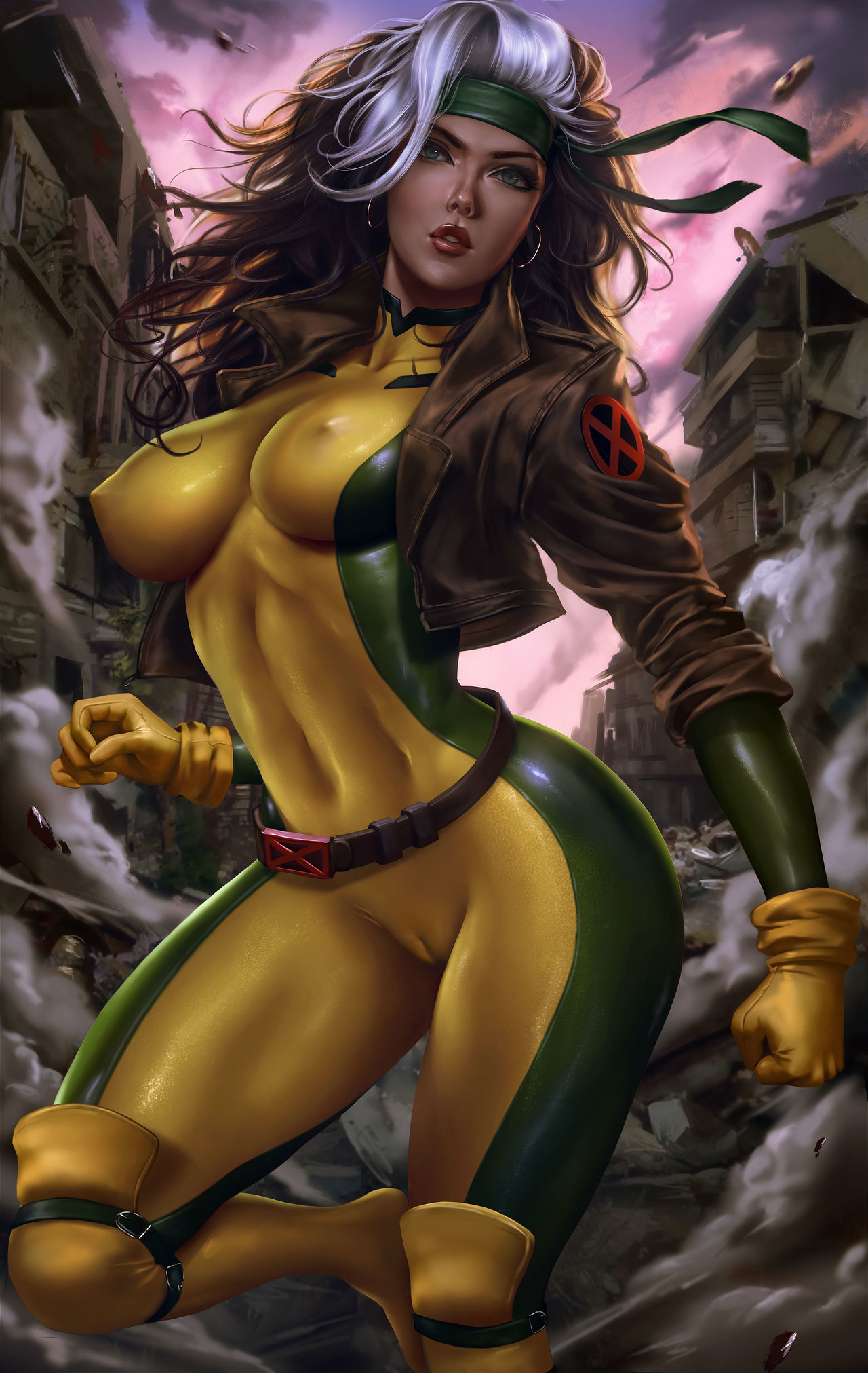 Rogue (X-Men) - NSFW, Art, Drawing, Marvel, X-Men, Girls, Erotic, Underwear, Boobs, Pubes, Naked, Sweating, Logan cure, Longpost, Rogue (X-Men)