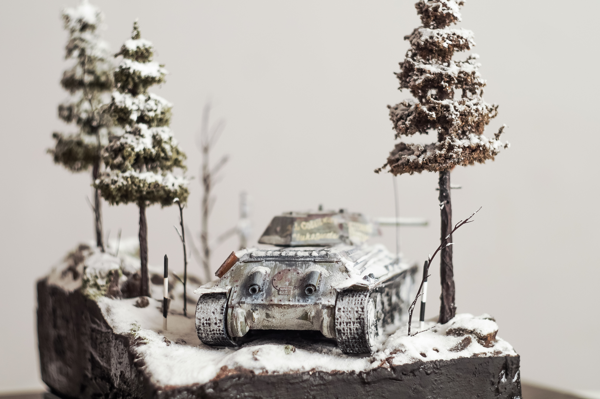 My second diorama. T 34/76 from Zvezda 1:35 - My, Modeling, Longpost, Prefabricated model, Hobby, Zvezda, Tanks, Diorama, Stand modeling, T-34, T-34-76, Winter