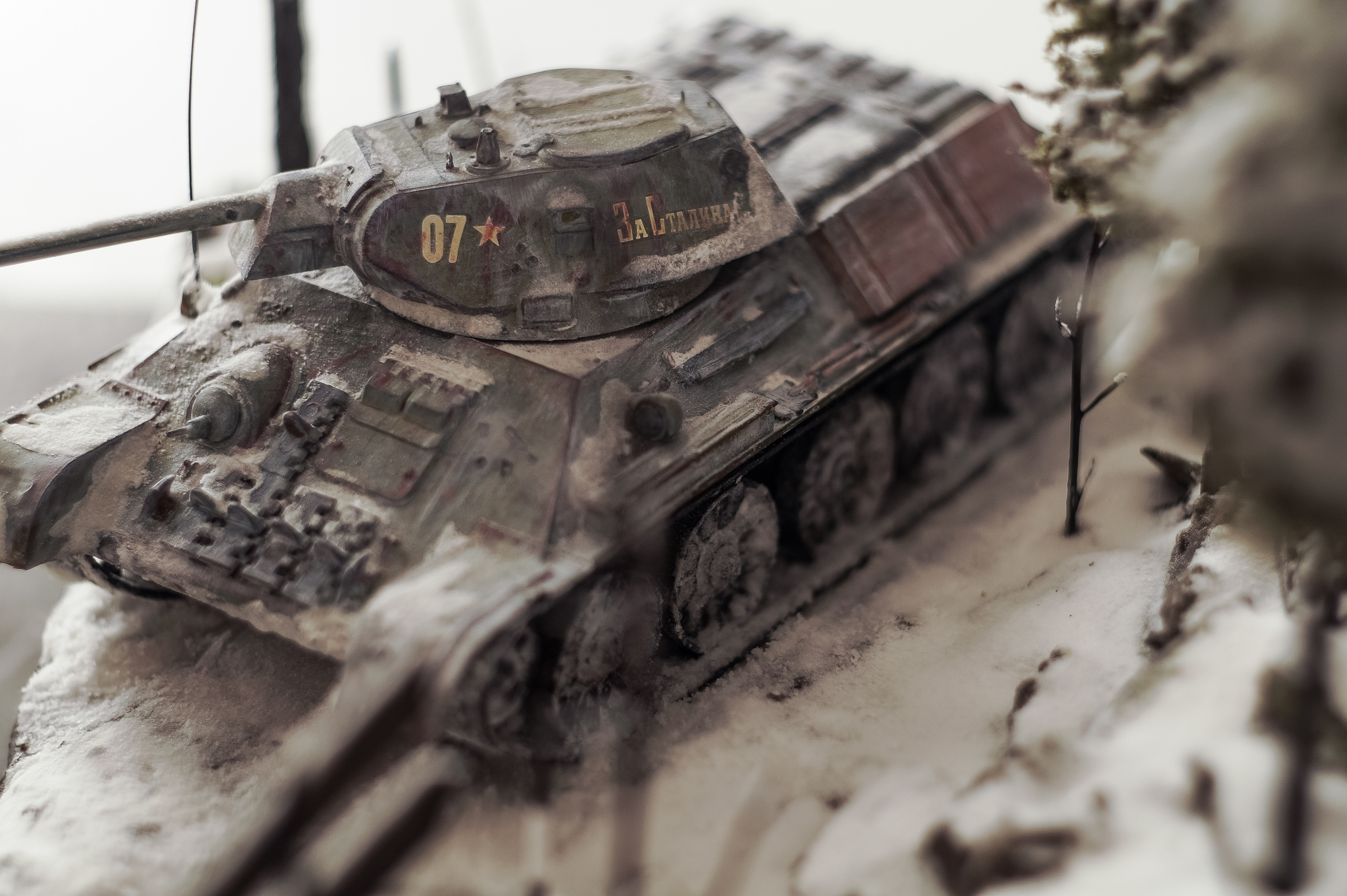 My second diorama. T 34/76 from Zvezda 1:35 - My, Modeling, Longpost, Prefabricated model, Hobby, Zvezda, Tanks, Diorama, Stand modeling, T-34, T-34-76, Winter