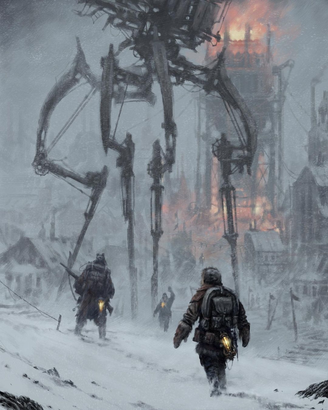 Welcome to New London - Art, Drawing, Jakub Rosalski, Frostpunk, Games, Game art