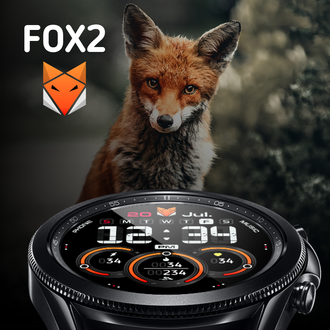 Fox2 - Watch face design for Samsung Galaxy Watch - My, Freebie, Design, Smart watch, Clock face, Samsung Galaxy, Samsung, Samsung galaxy Watch, Watchface