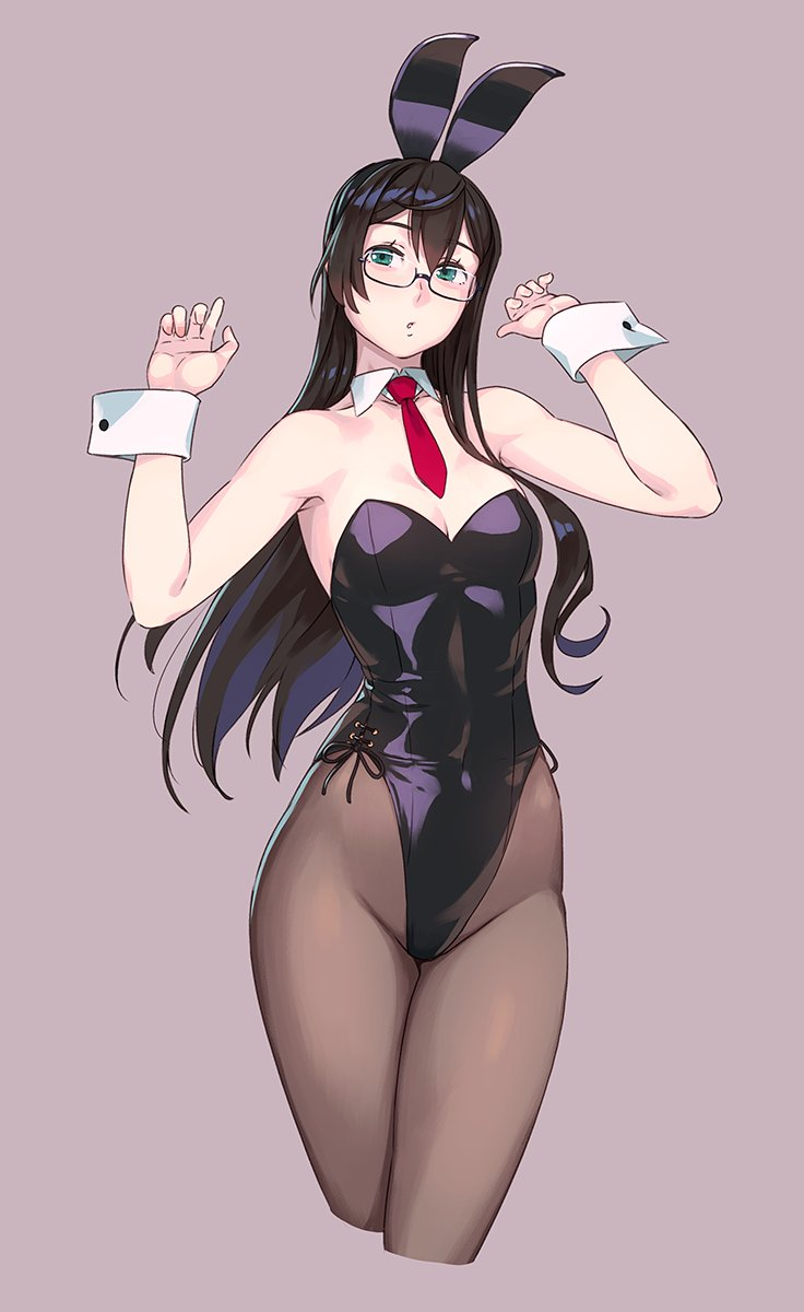 This is it! - Kantai collection, Ooyodo, Anime, Anime art, Yuji, Bunnysuit, Glasses