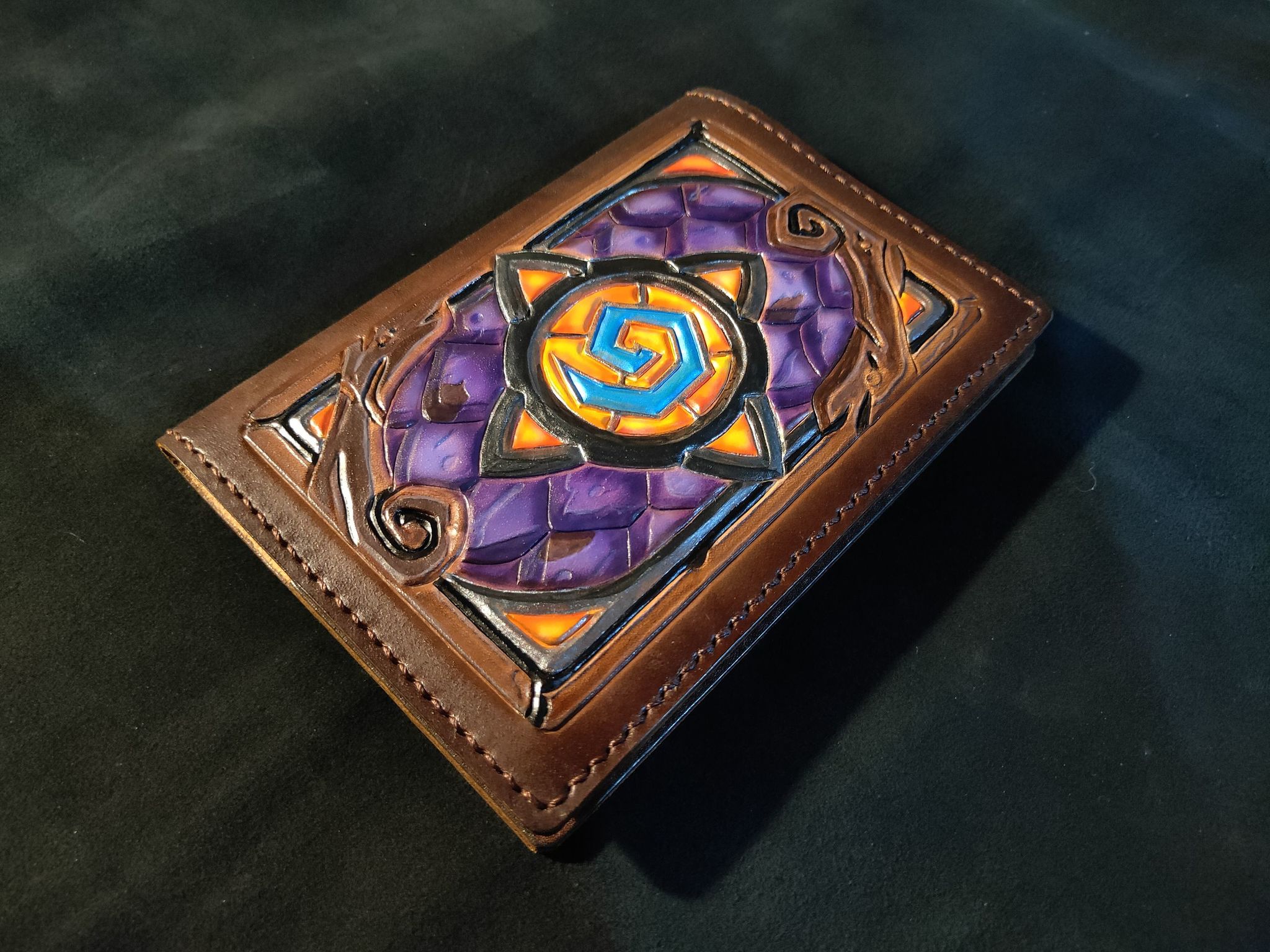 Cover with stone) Hearthstone - My, Hearthstone, Needlework without process, Leather products, Cover, Creation, Longpost