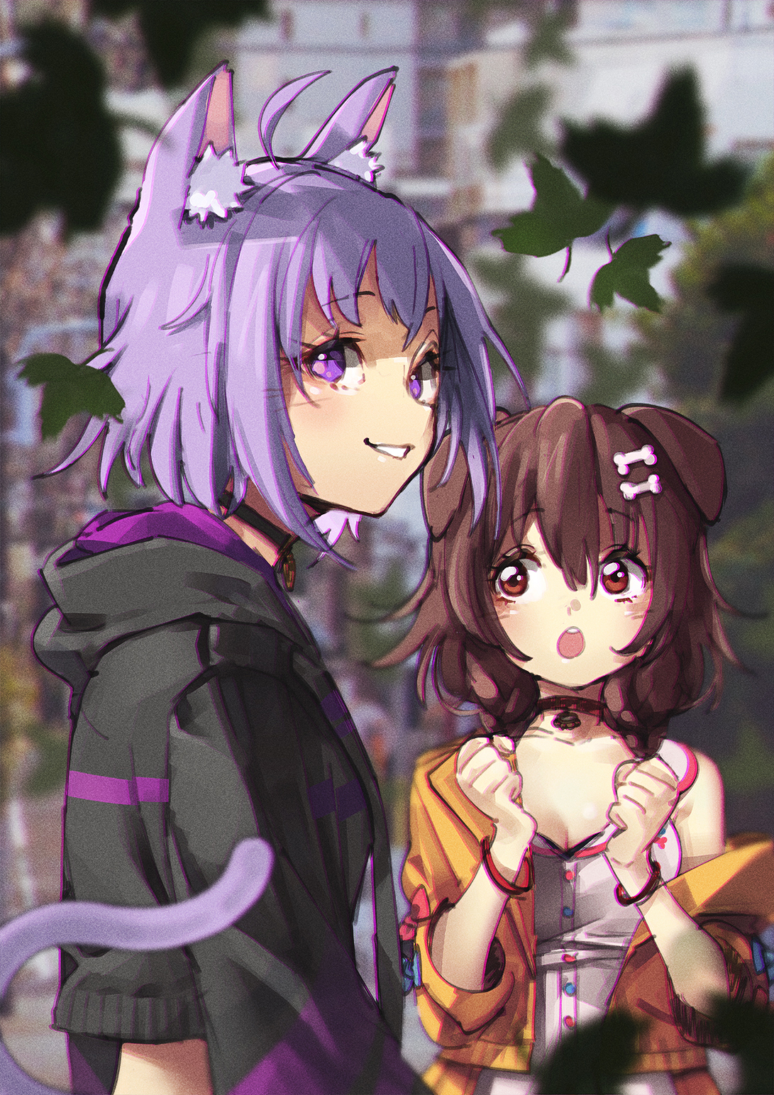 Inugami Korone Set - Anime, Anime art, Inugami Korone, Hololive, Animal ears, Virtual youtuber, Neko, Oncha, Choker, Nekomata Okayu, Longpost