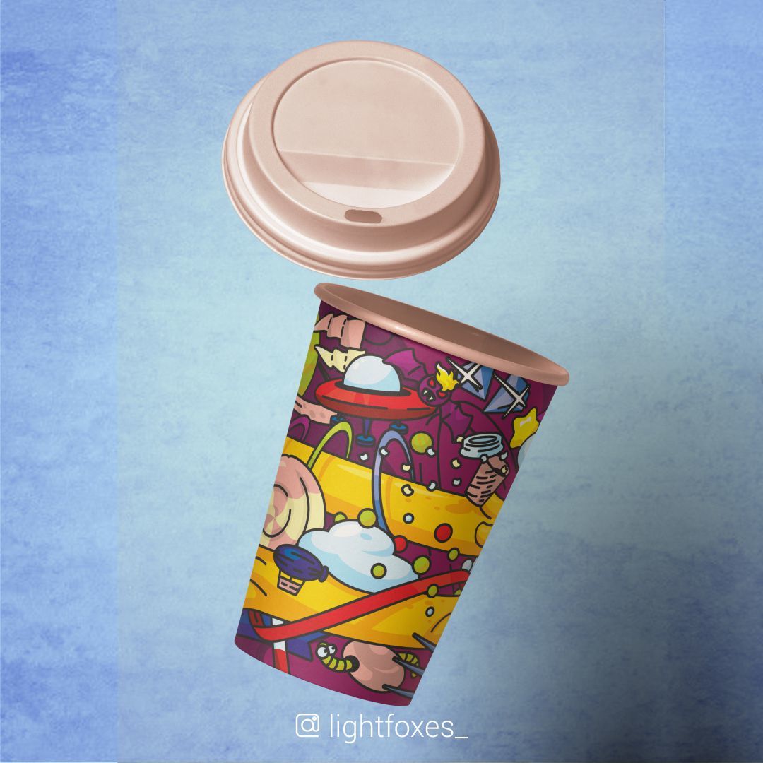 Glass with a long cat - My, Design, Coffee cups, Digital drawing, Longpost