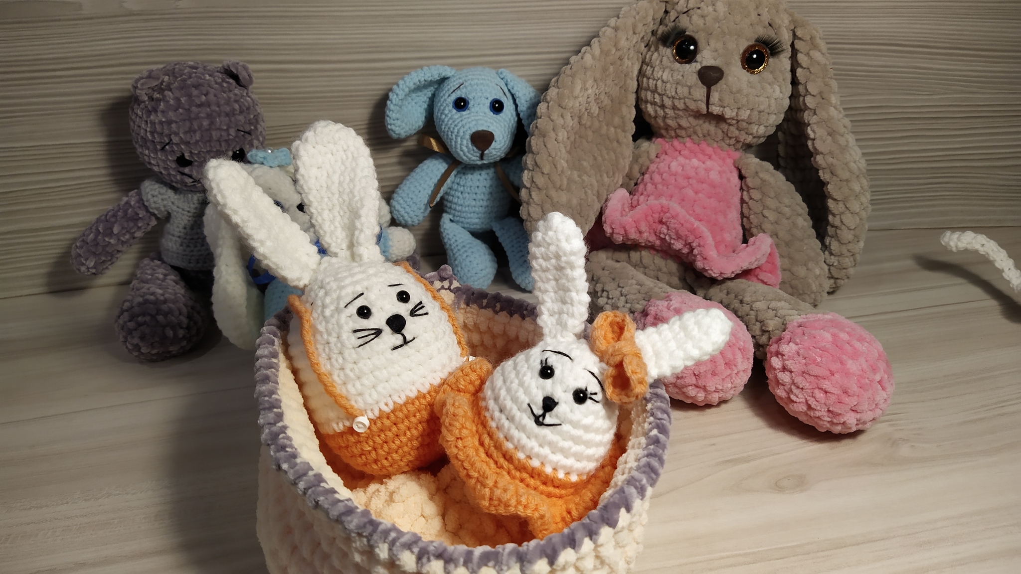 Plush joys - My, Knitted toys, Handmade, Needlework, Hare, Bears, Longpost, Needlework without process