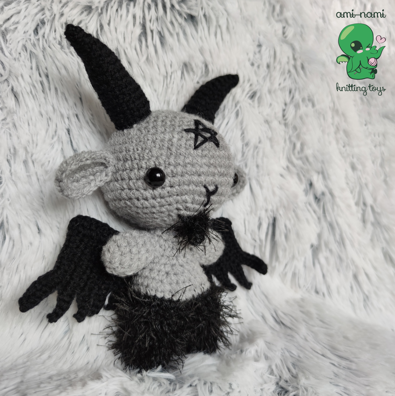 Baby Baphomet - My, Amigurumi, Baphomet, Demon, Longpost, Needlework without process