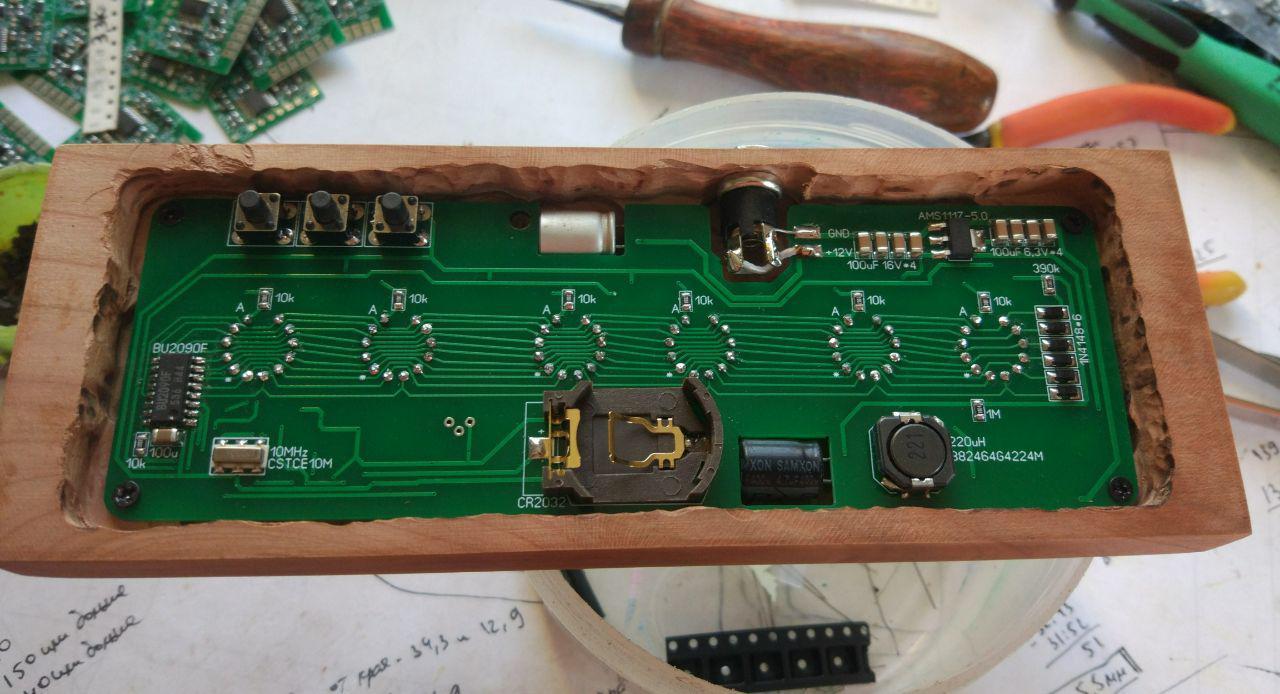 Небольшой пост о сборке ламповых часов на ИН-8-2 - Моё, Самоделки, Своими руками, Рукоделие с процессом, Подарки, Часы, Древесина, Электроника, Длиннопост