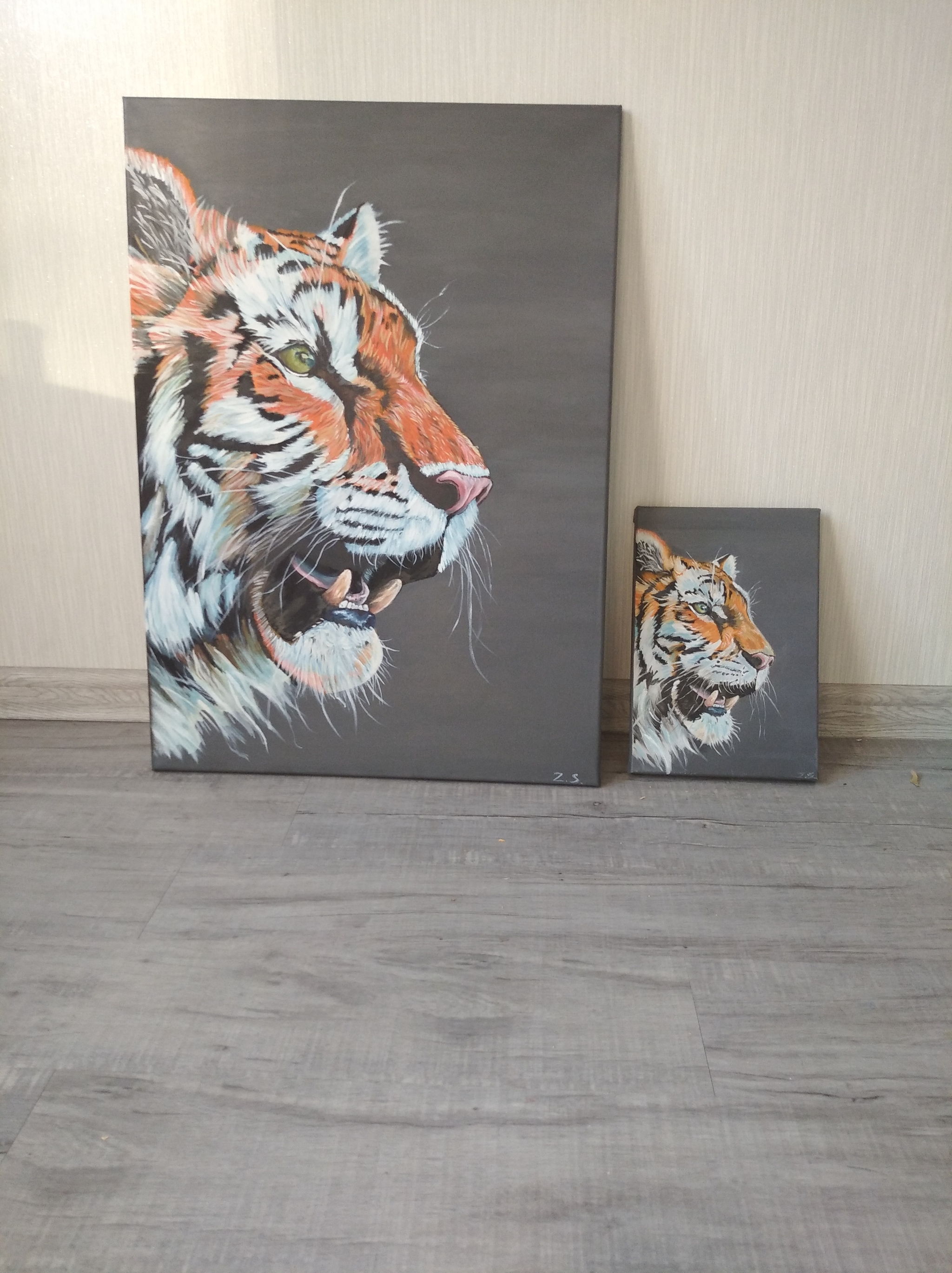 Tiger - My, Oil painting, Tiger, Painting, Animalistics, Longpost