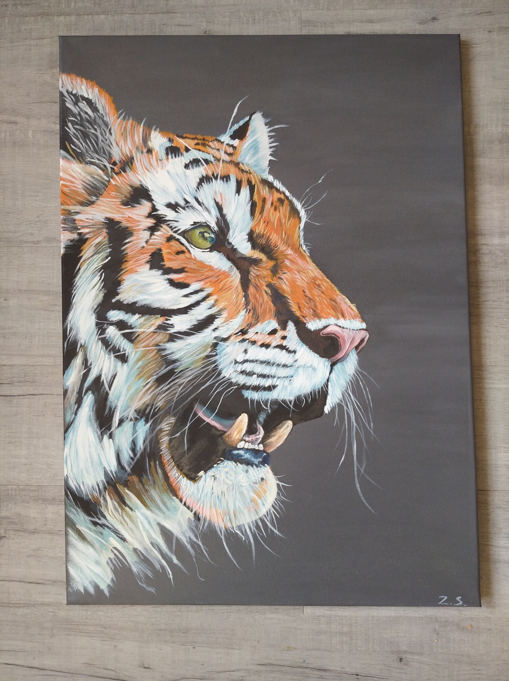 Tiger - My, Oil painting, Tiger, Painting, Animalistics, Longpost