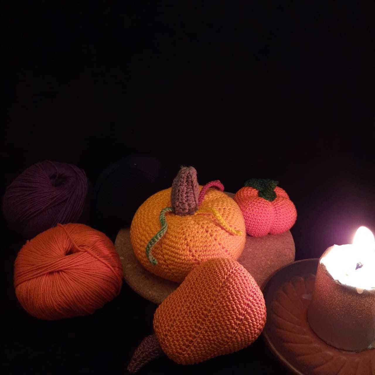 Scary cute pumpkins - My, Needlework without process, Crochet, Halloween pumpkin, Amigurumi