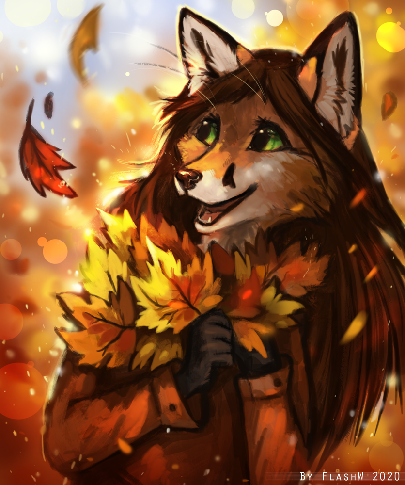 Autumn - Furry, Anthro, Art, Furry fox, Flashw