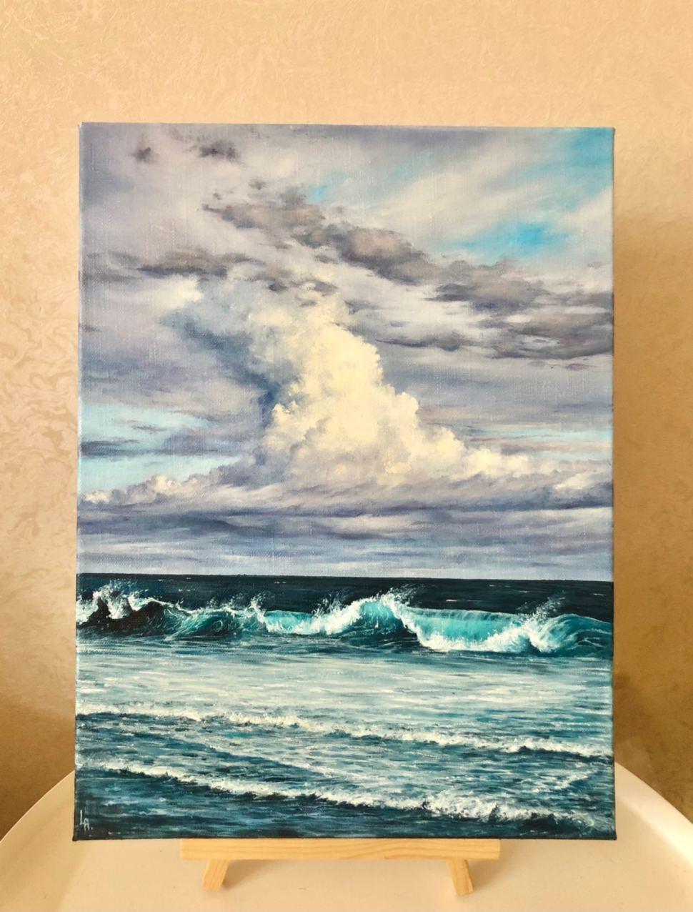 Sky or sea? - My, Drawing, Oil painting, Painting, Painting, Sea, Sky, Video, Longpost