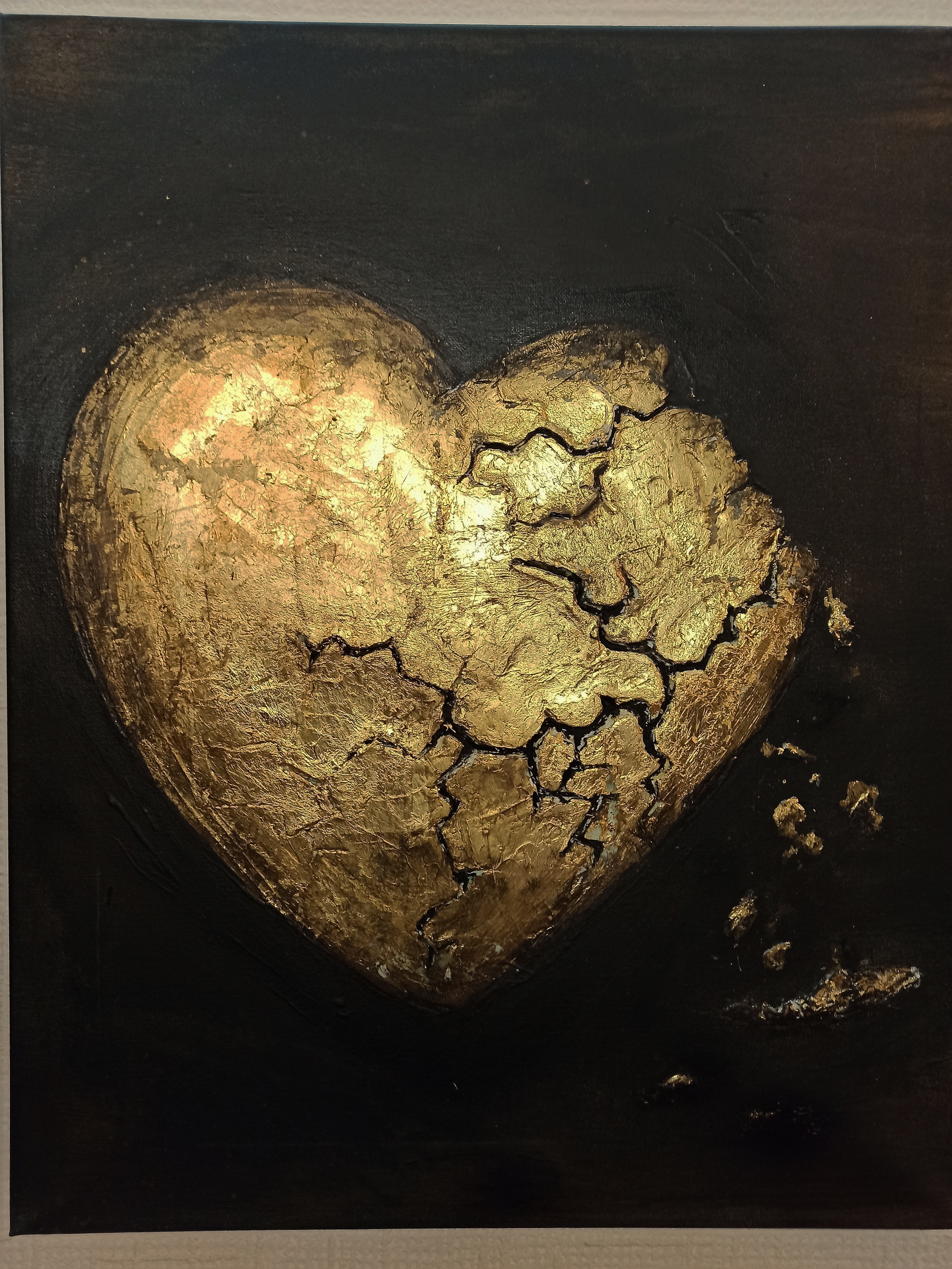 Interior painting broken heart - My, Interior painting, Painting, Heart, Love, Modern Art, Longpost