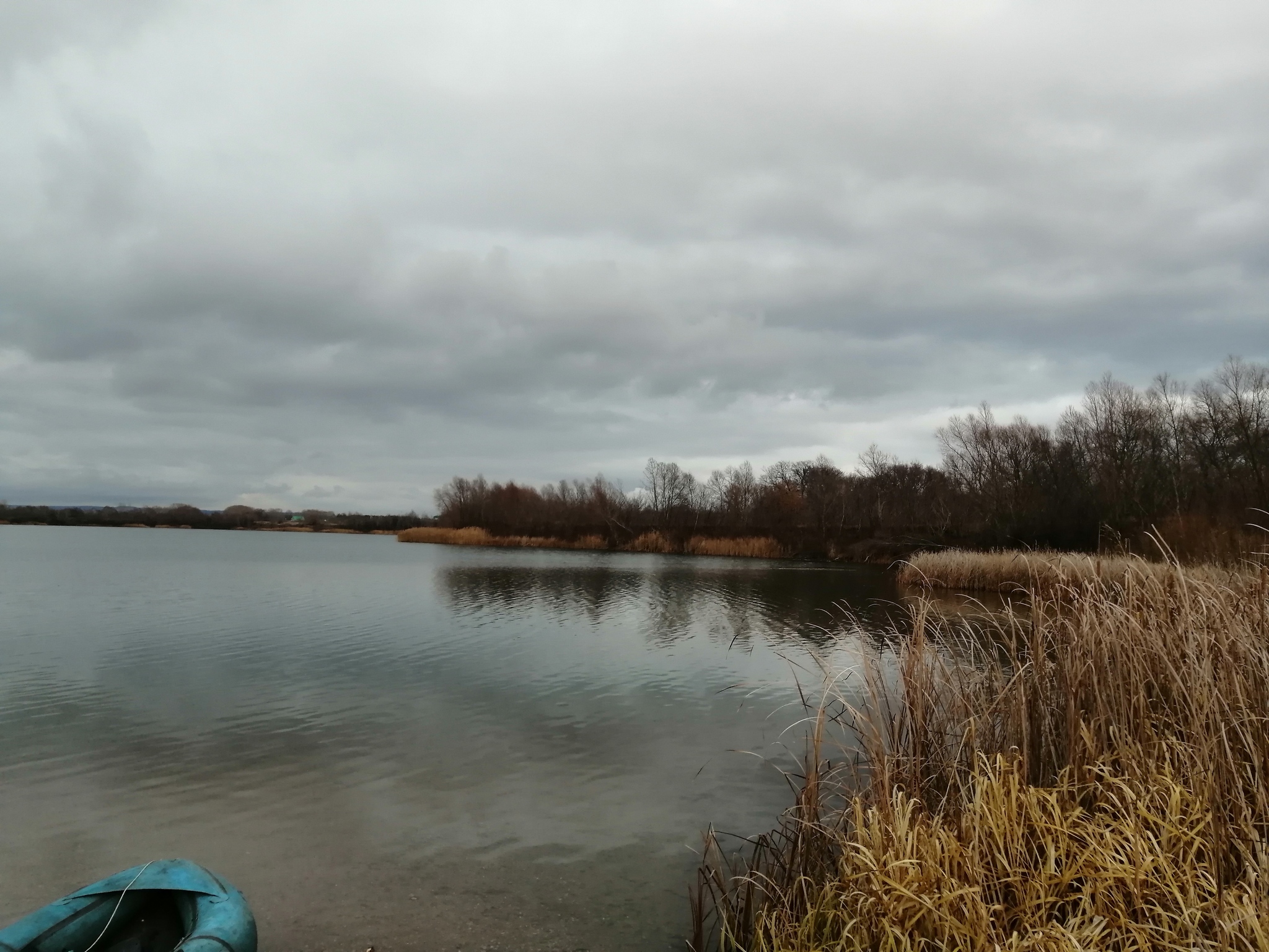 Lake - My, Autumn, Lake, Reeds, A boat