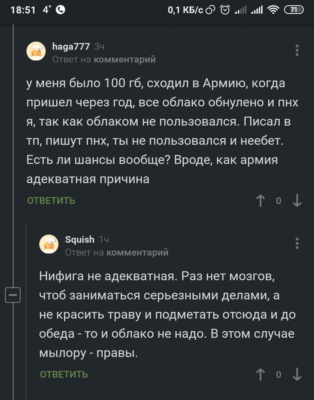 Армия это не серьезно) - Армия, Серьезность, Комментарии на Пикабу, Скриншот, Облачное хранилище