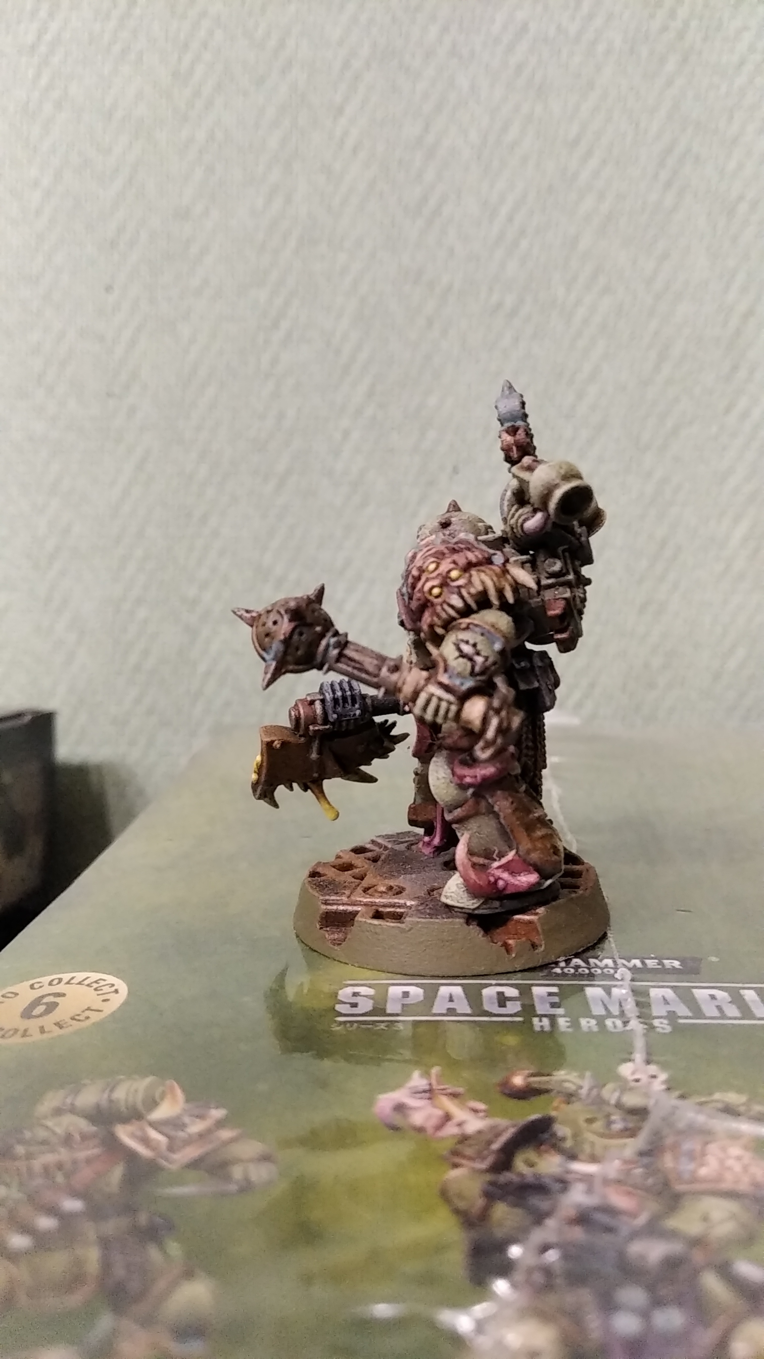 Plague marine axe+mace - Моё, Warhammer 40k, Wh miniatures, Plague marine, Death Guard, Chaos Space marines, Длиннопост