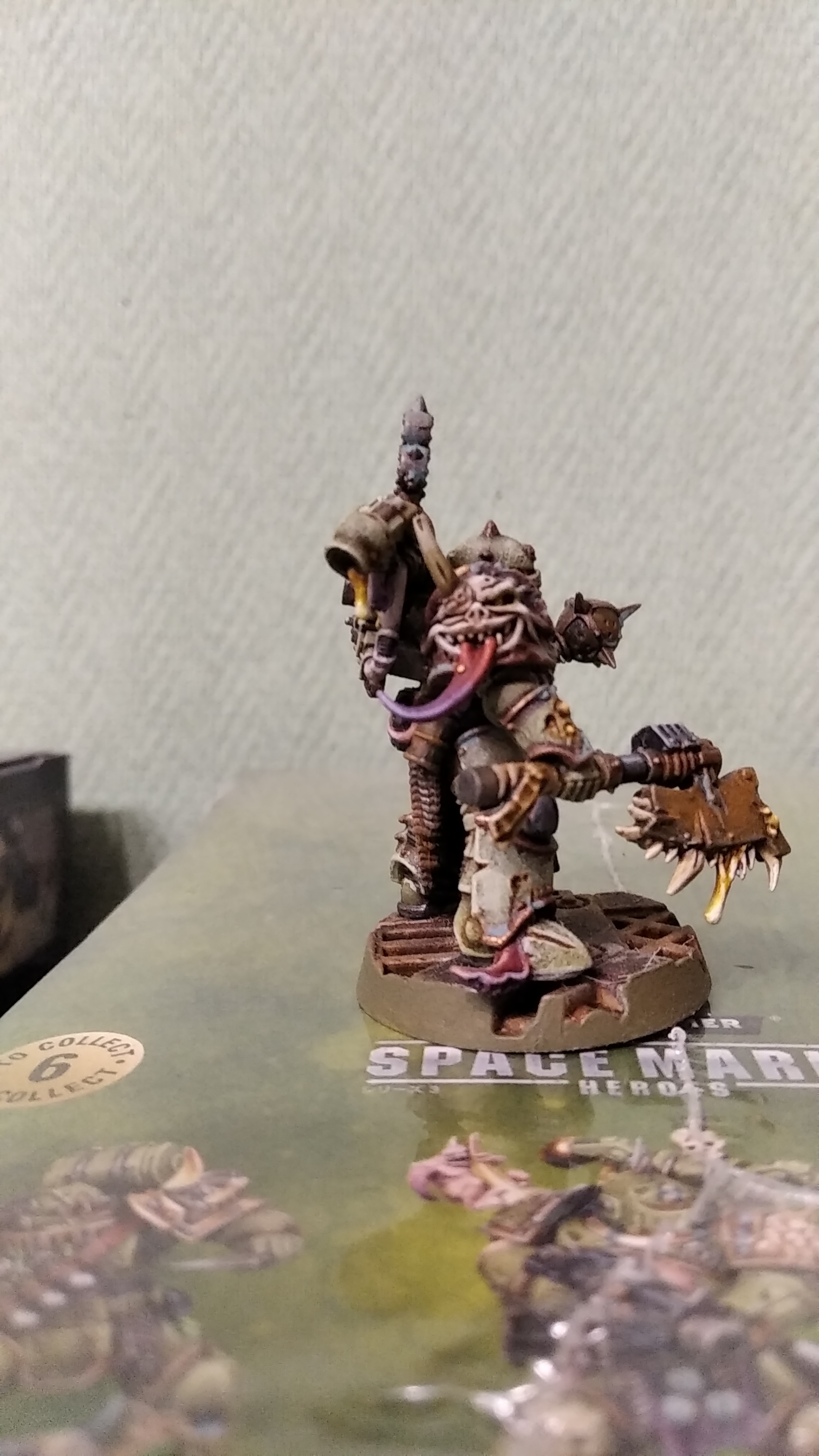 Plague marine axe+mace - Моё, Warhammer 40k, Wh miniatures, Plague marine, Death Guard, Chaos Space marines, Длиннопост