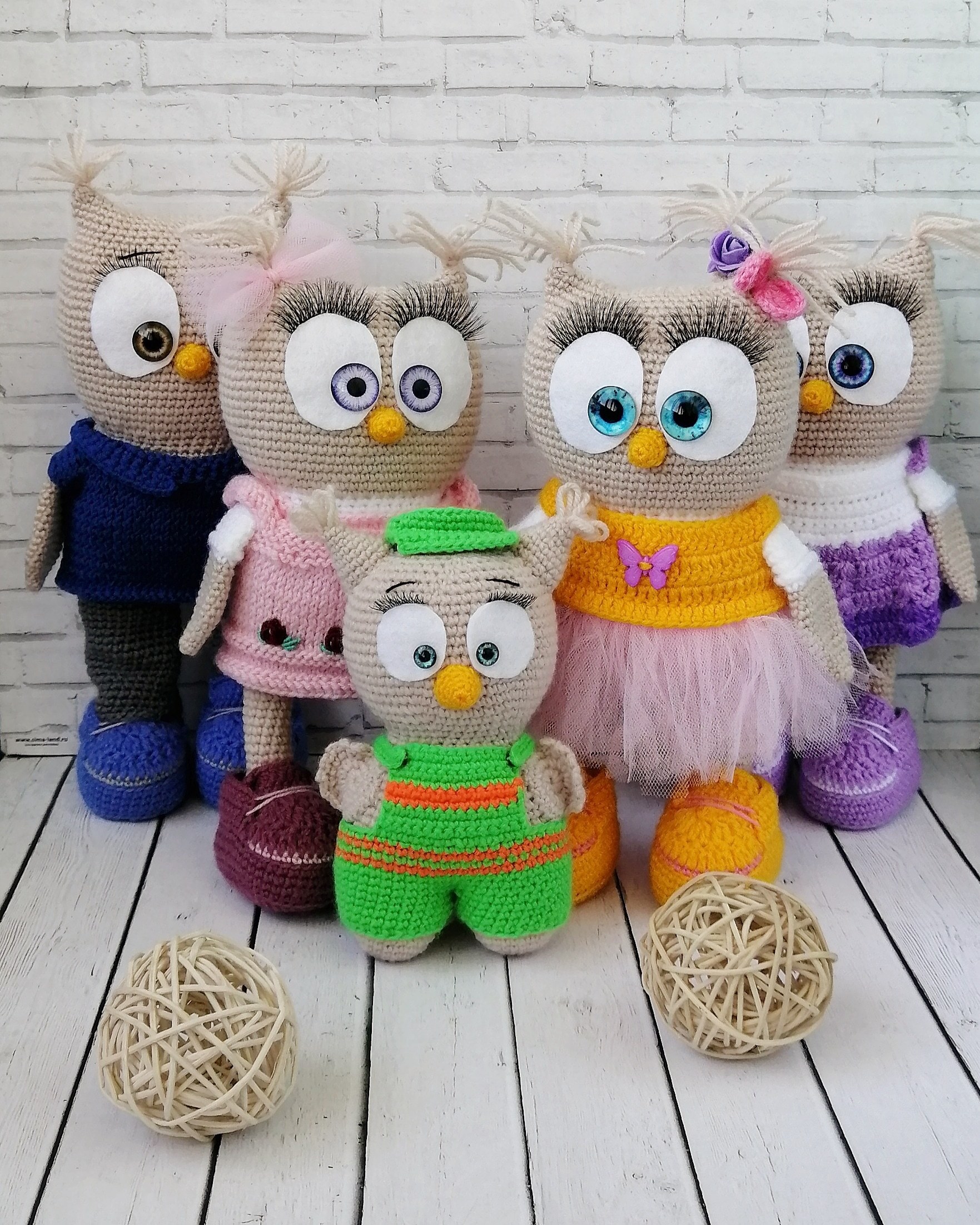 Owl family - My, Amigurumi, Crochet, Knitted toys, Needlework without process, Hobby, Knitting, Longpost