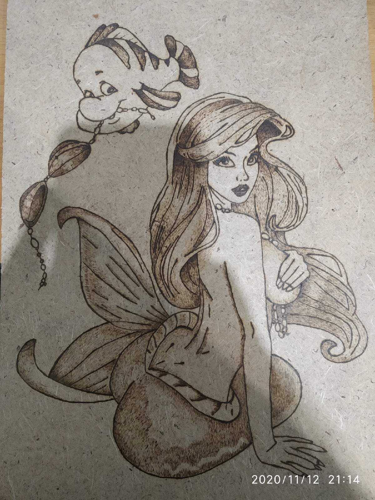 Please rate my work! - NSFW, My, Pyrography, the little Mermaid