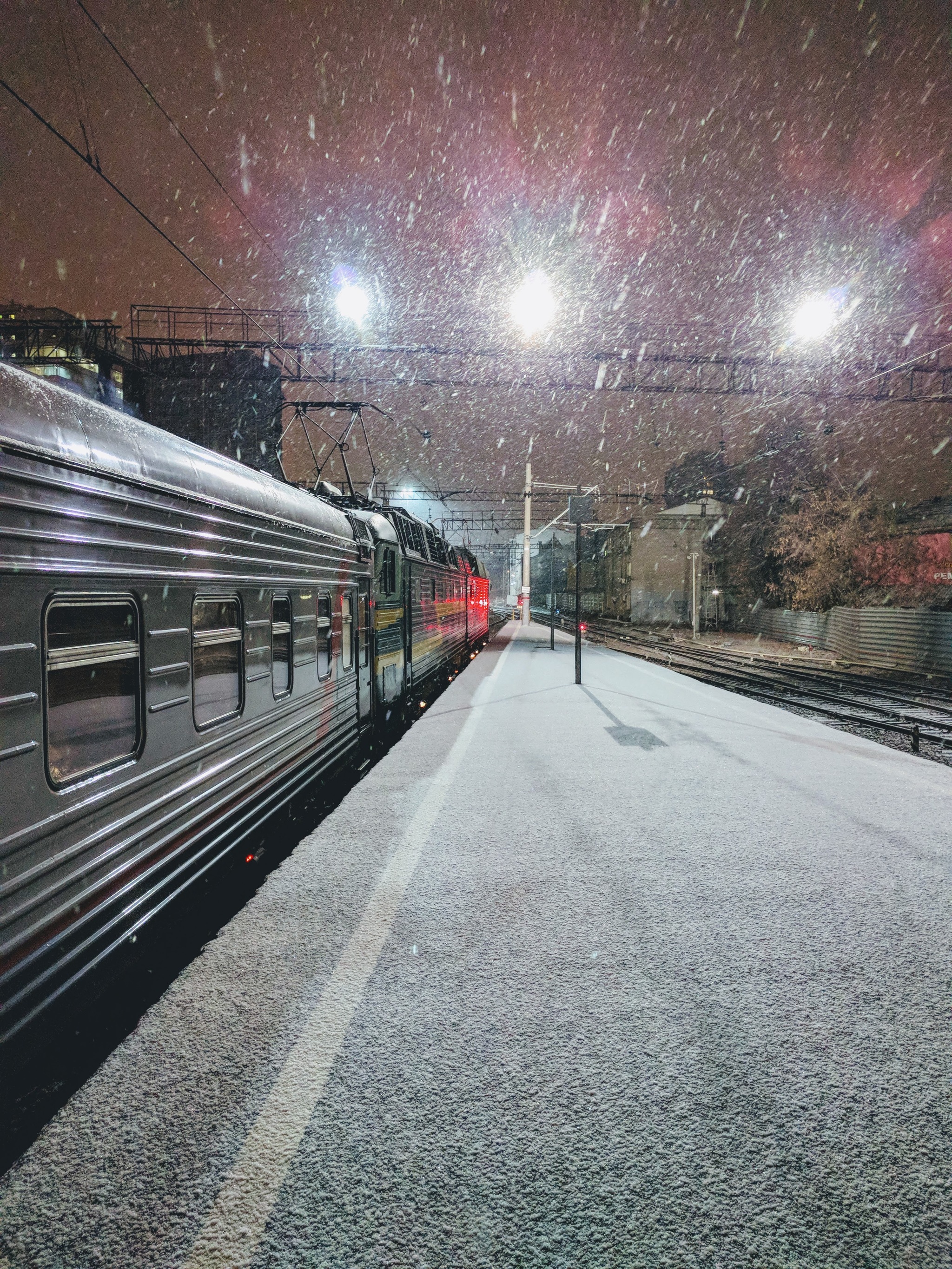 Winter - My, Winter, A train, Meeting, Friend, The photo, Atmospheric