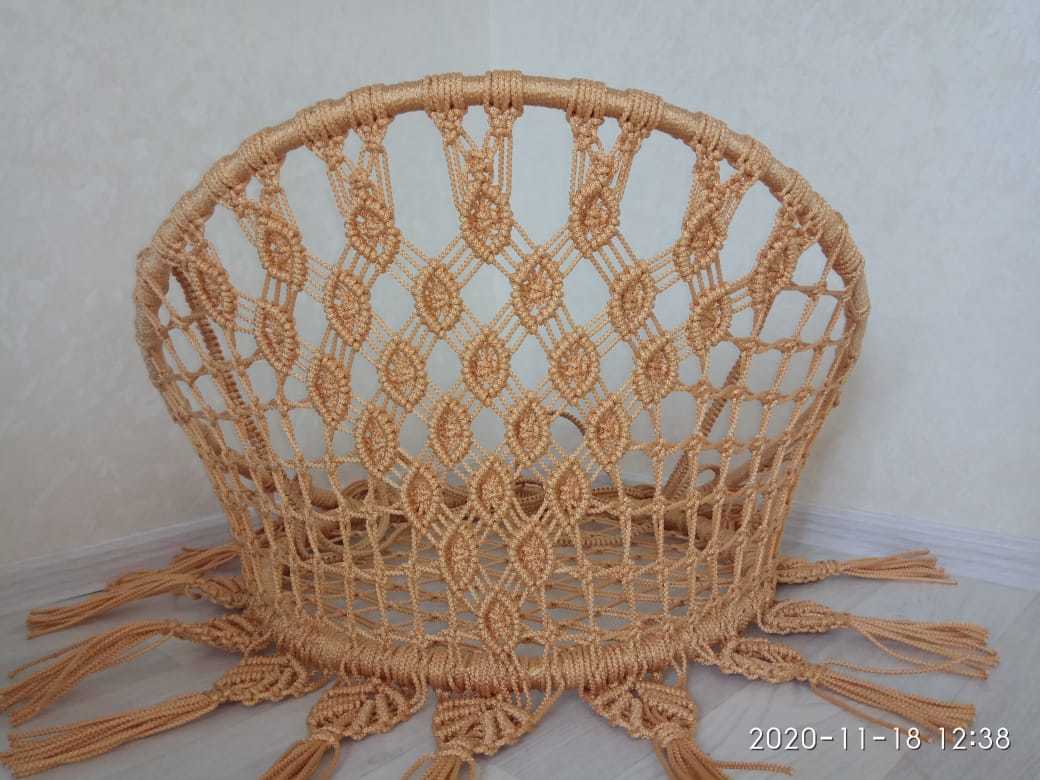 Round garden wicker chair swing using macrame technique - My, Armchair, Weaving, Macrame, Video, Longpost, Swing, Needlework with process