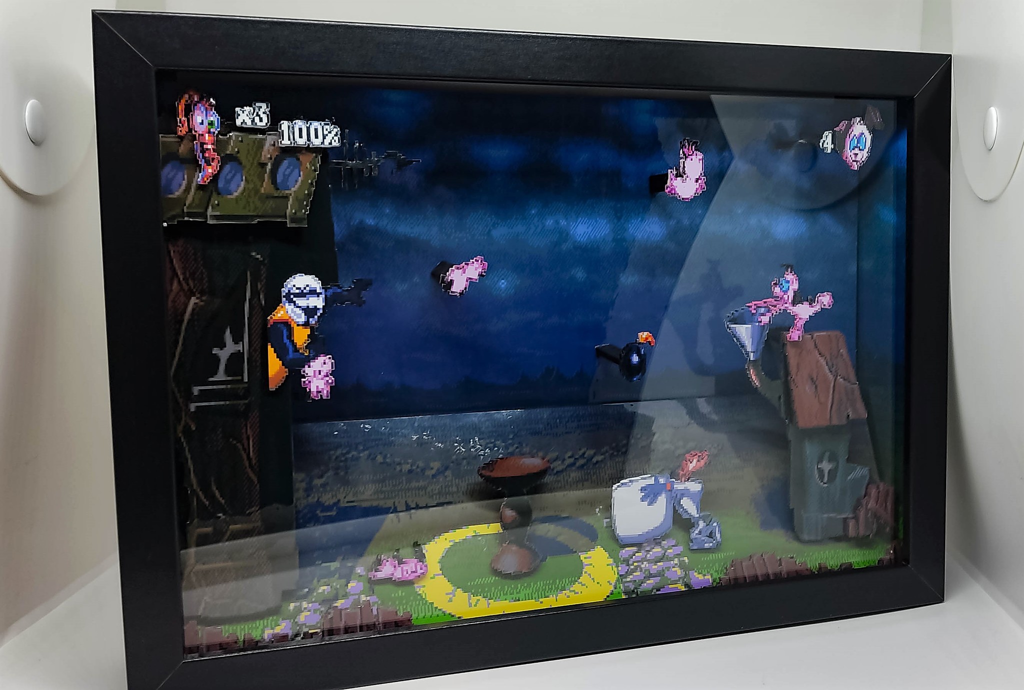 Diorama / Shadowbox based on the game Earthworm Jim 2 / Puppy Love - My, Sega, SNES, Worm jim, Retro Games, Nostalgia, Old school, Diorama, Shadowbox, Video, Longpost