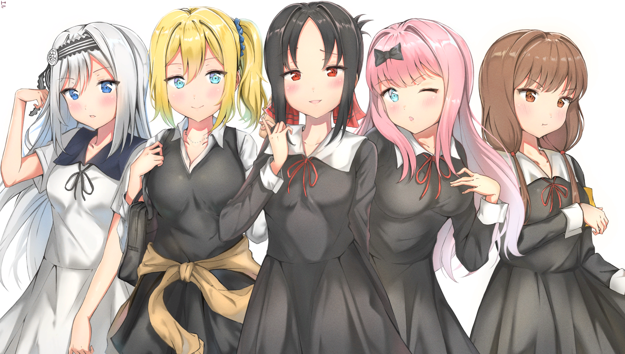 The girls of Kaguya-sama - Kaguya-Sama wa Kokurasetai, Shirogane Kei, Hayasaka ai, Shinomiya kaguya, Fujiwara chika, Miko Iino, Anime art, Anime