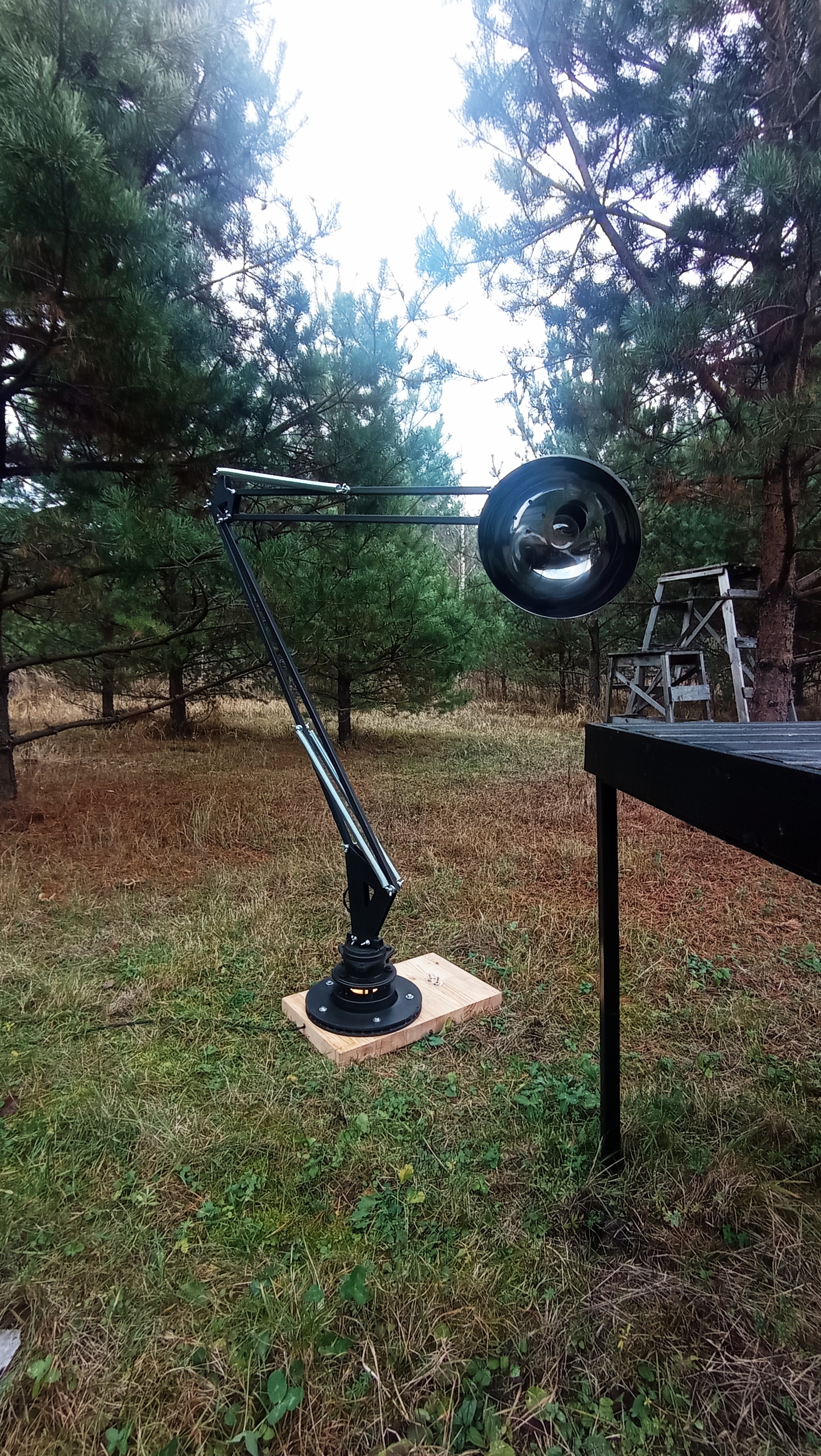 Floor lamp made from an Ikea bowl, brake disc, hub assembly and door springs - My, Floor lamp, With your own hands, Workshop, Video, Longpost