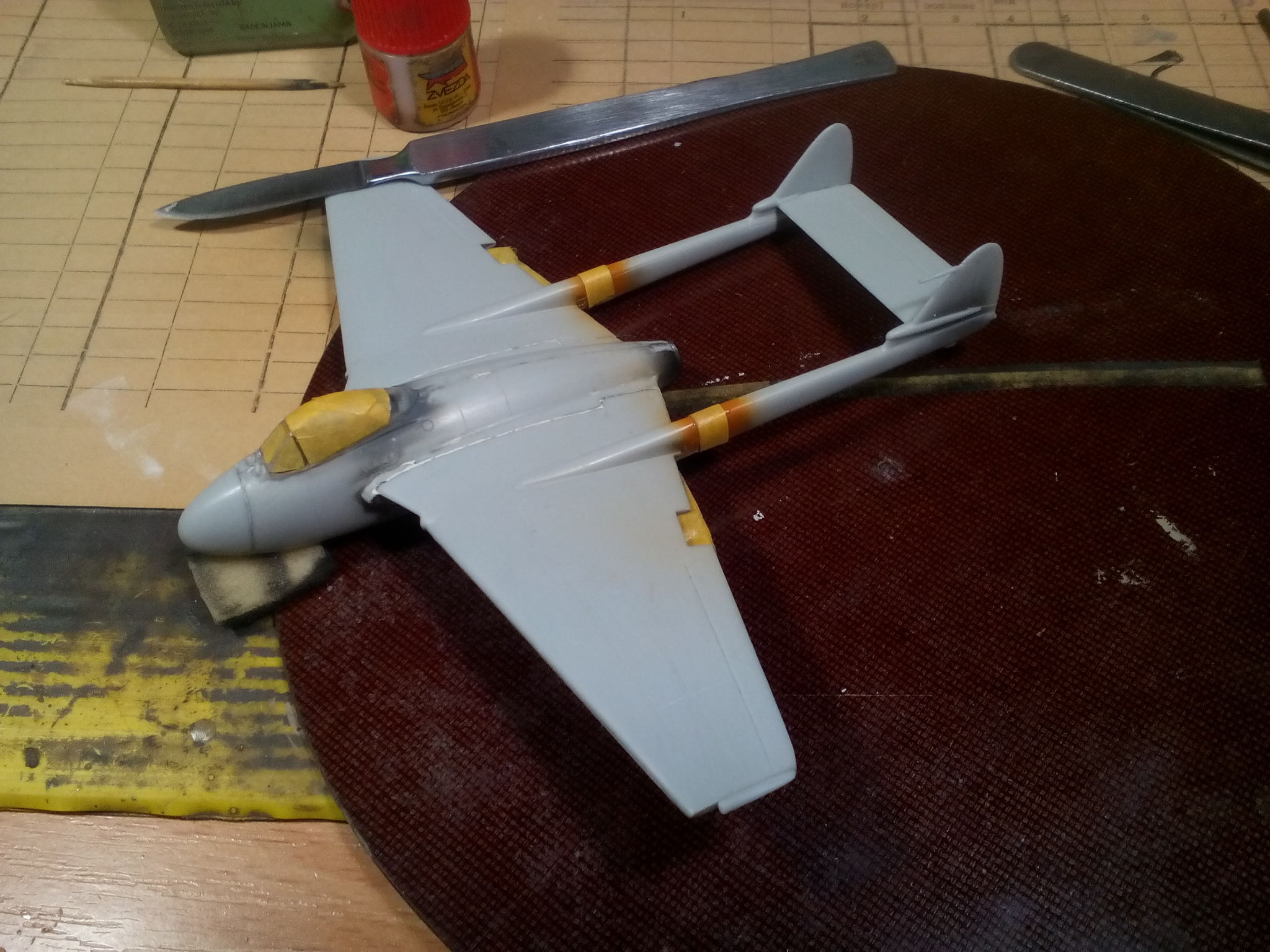 De Havilland DH.100 Vampire FB.Mk.6, Amodel, 1/72. - My, Stand modeling, Prefabricated model, Assembly, Painting, Airbrushing, Needlework with process, Hobby, With your own hands, , Aviation, Airplane, Longpost