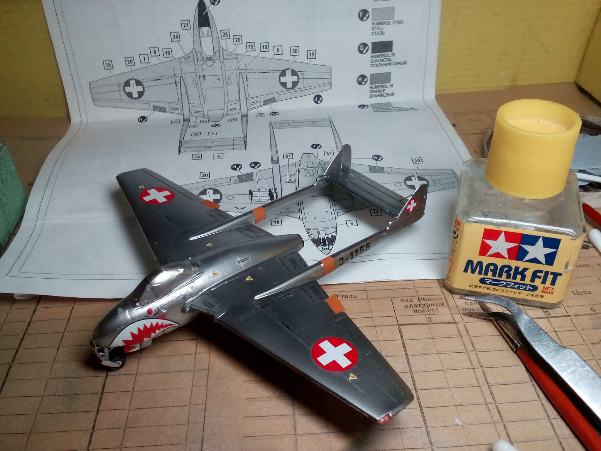 De Havilland DH.100 Vampire FB.Mk.6, Amodel, 1/72. - My, Stand modeling, Prefabricated model, Assembly, Painting, Airbrushing, Needlework with process, Hobby, With your own hands, , Aviation, Airplane, Longpost