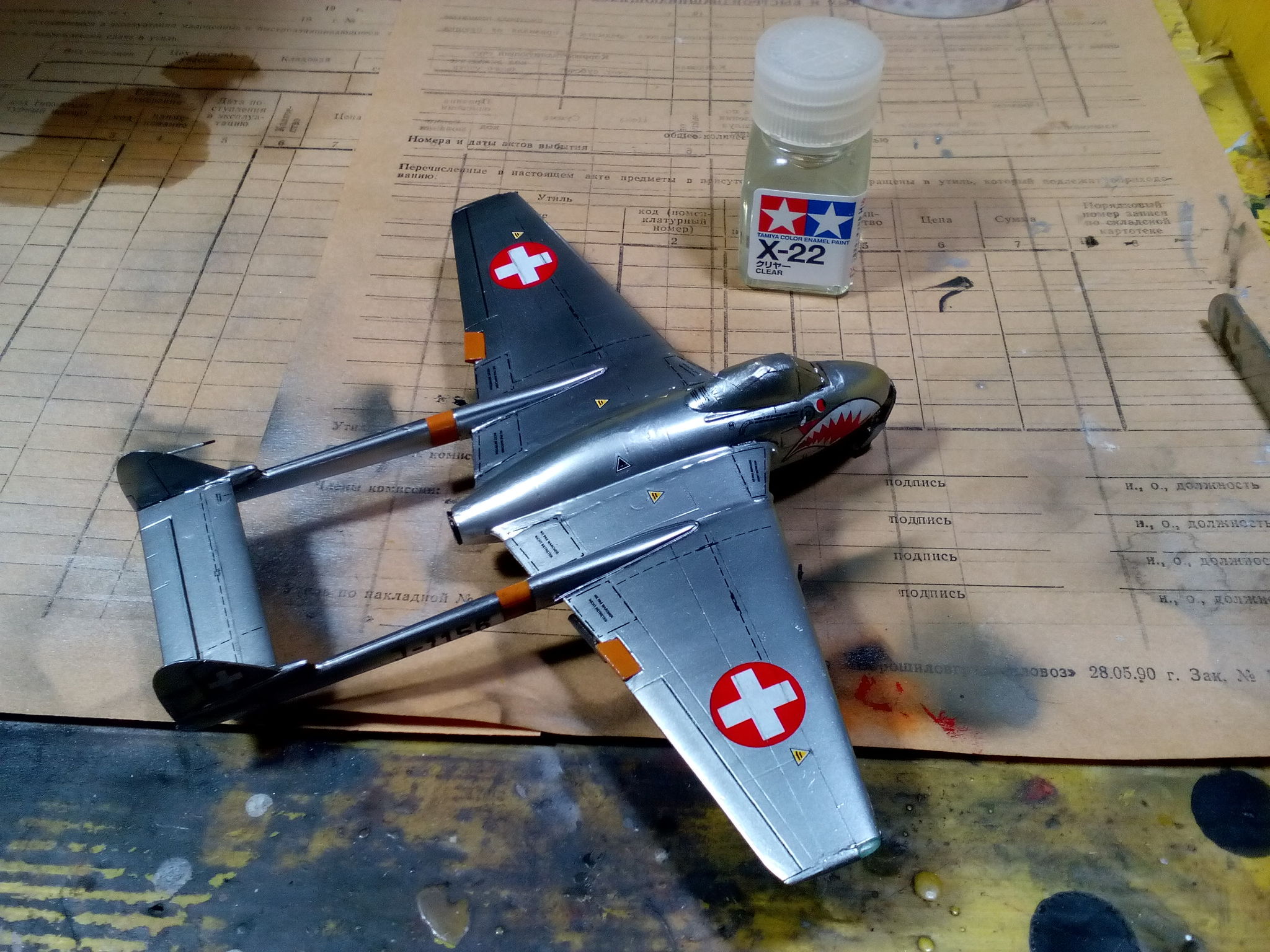 De Havilland DH.100 Vampire FB.Mk.6, Amodel, 1/72. - My, Stand modeling, Prefabricated model, Assembly, Painting, Airbrushing, Needlework with process, Hobby, With your own hands, , Aviation, Airplane, Longpost