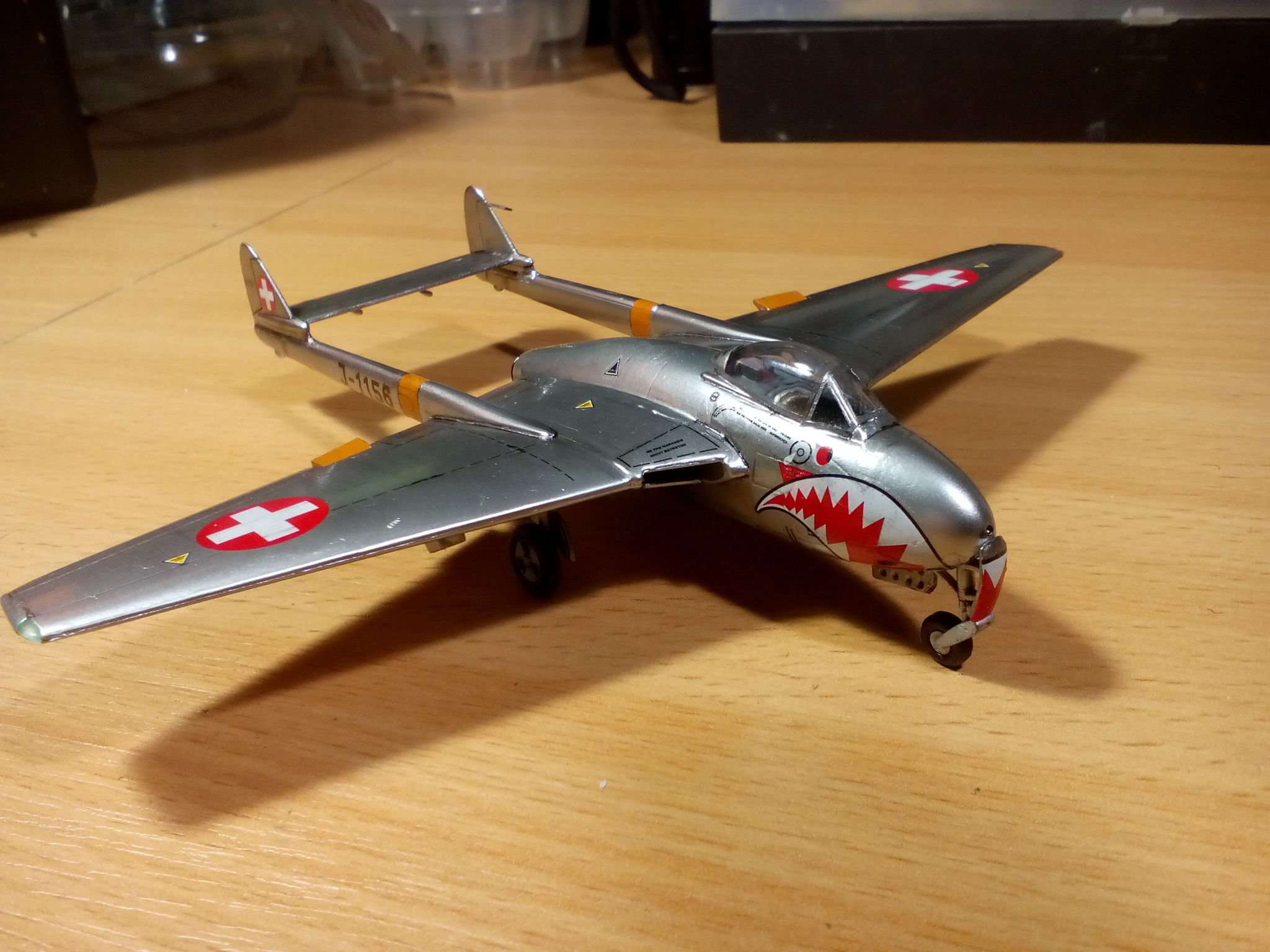 De Havilland DH.100 Vampire FB.Mk.6, Amodel, 1/72. - My, Stand modeling, Prefabricated model, Assembly, Painting, Airbrushing, Needlework with process, Hobby, With your own hands, , Aviation, Airplane, Longpost