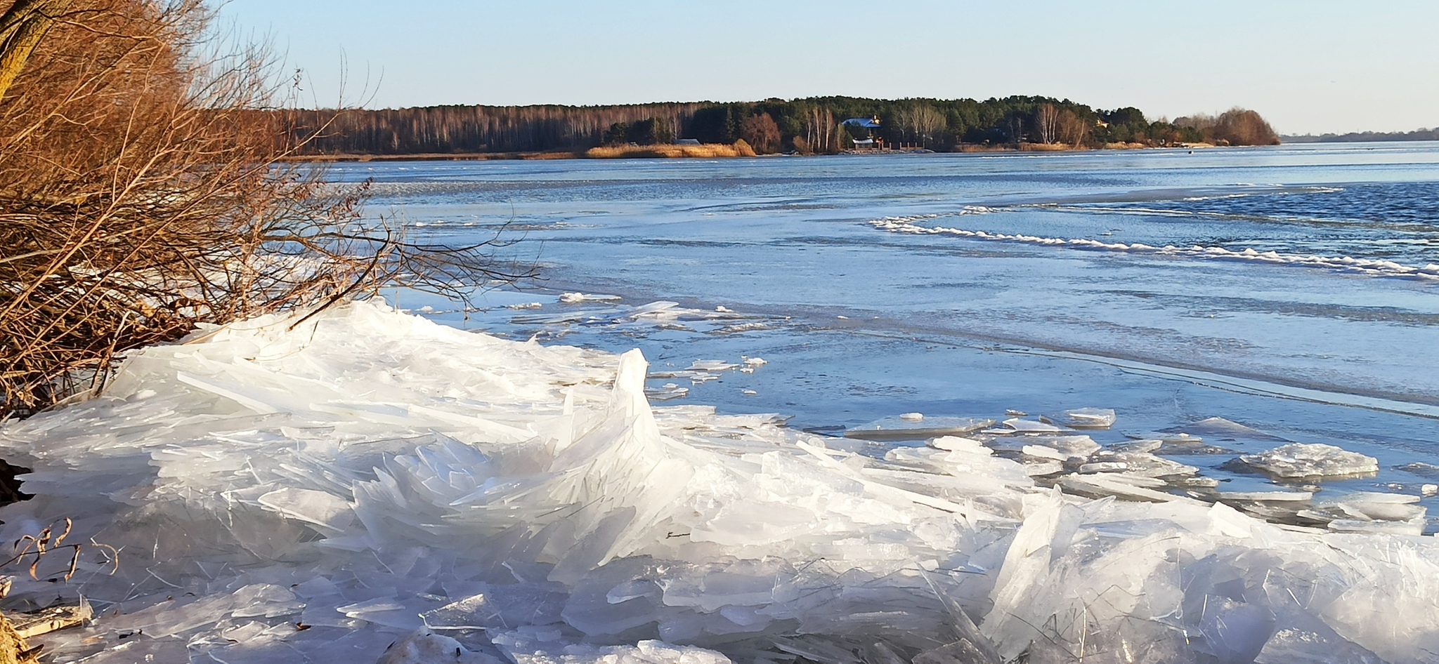 Winter's Tale. Ice ridges - My, Autumn, Nature, The photo, Ice, Hummocks, Sunset, Lipetsk, Forest, Water, Longpost