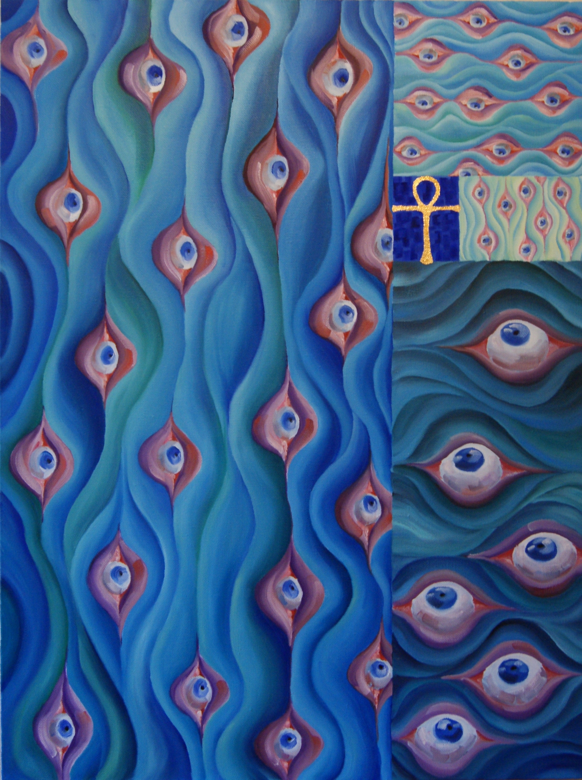 Rippling shadows of the subconscious on the heavenly river - My, Oil painting, Surrealism, Modern Art