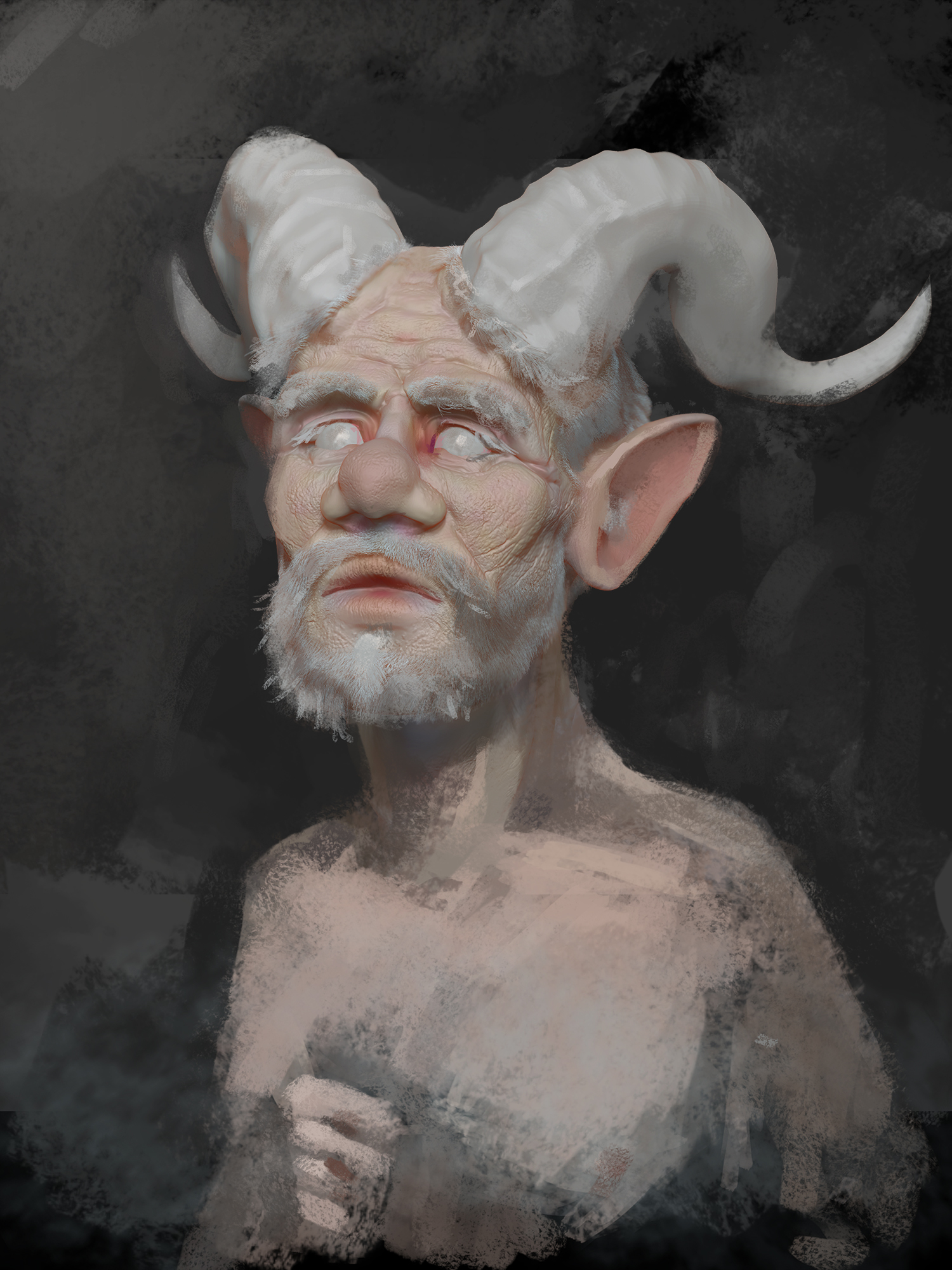 Ignorance breeds oblivion, blindness of mind from pleasure sketch (blind Satyr) - Zbrush, Art, Game art, Satyr, Digital drawing, Portrait, Characters (edit), Video