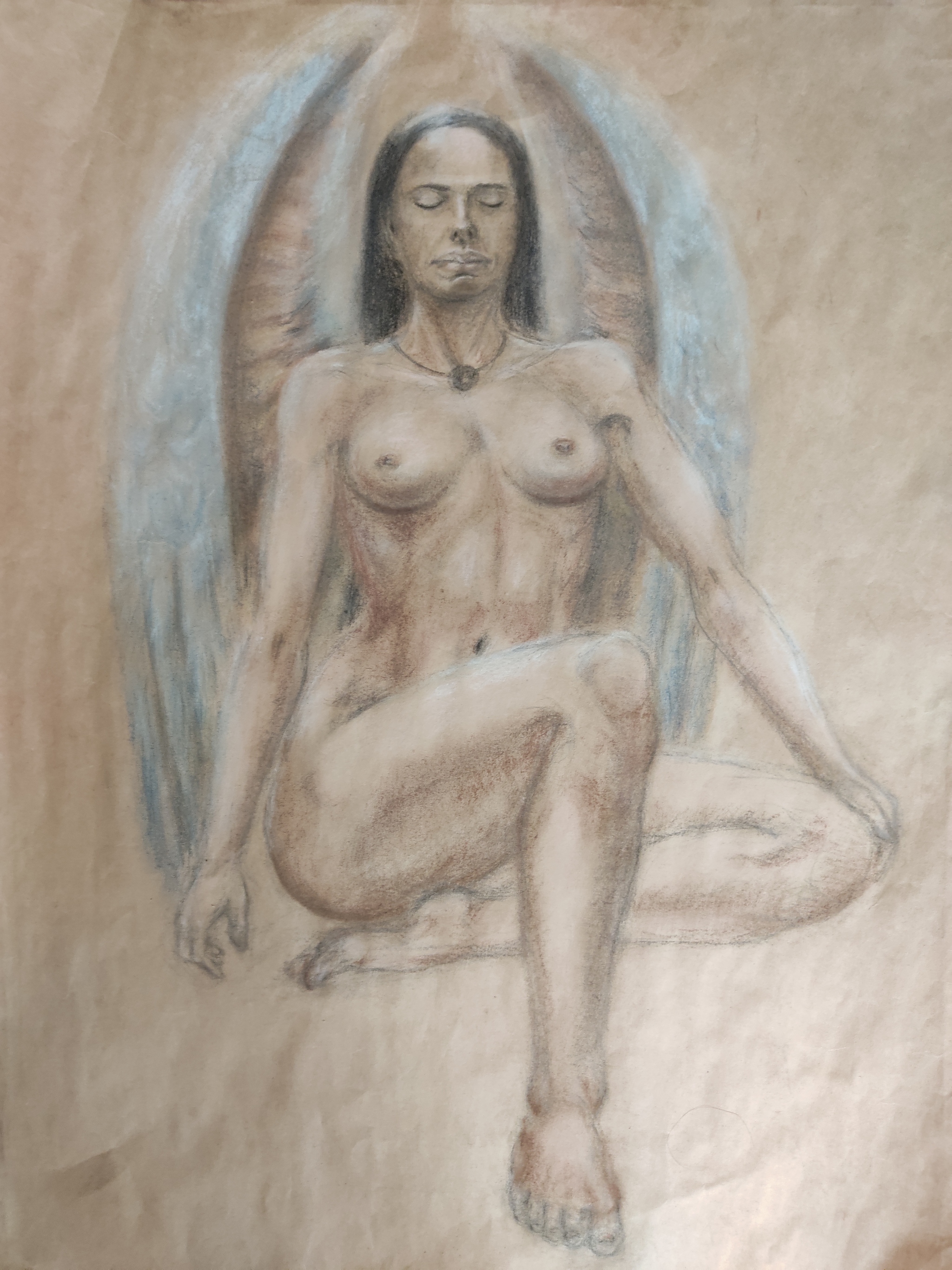 Pastel drawings - NSFW, My, Fantasy, Charcoal drawing, Longpost