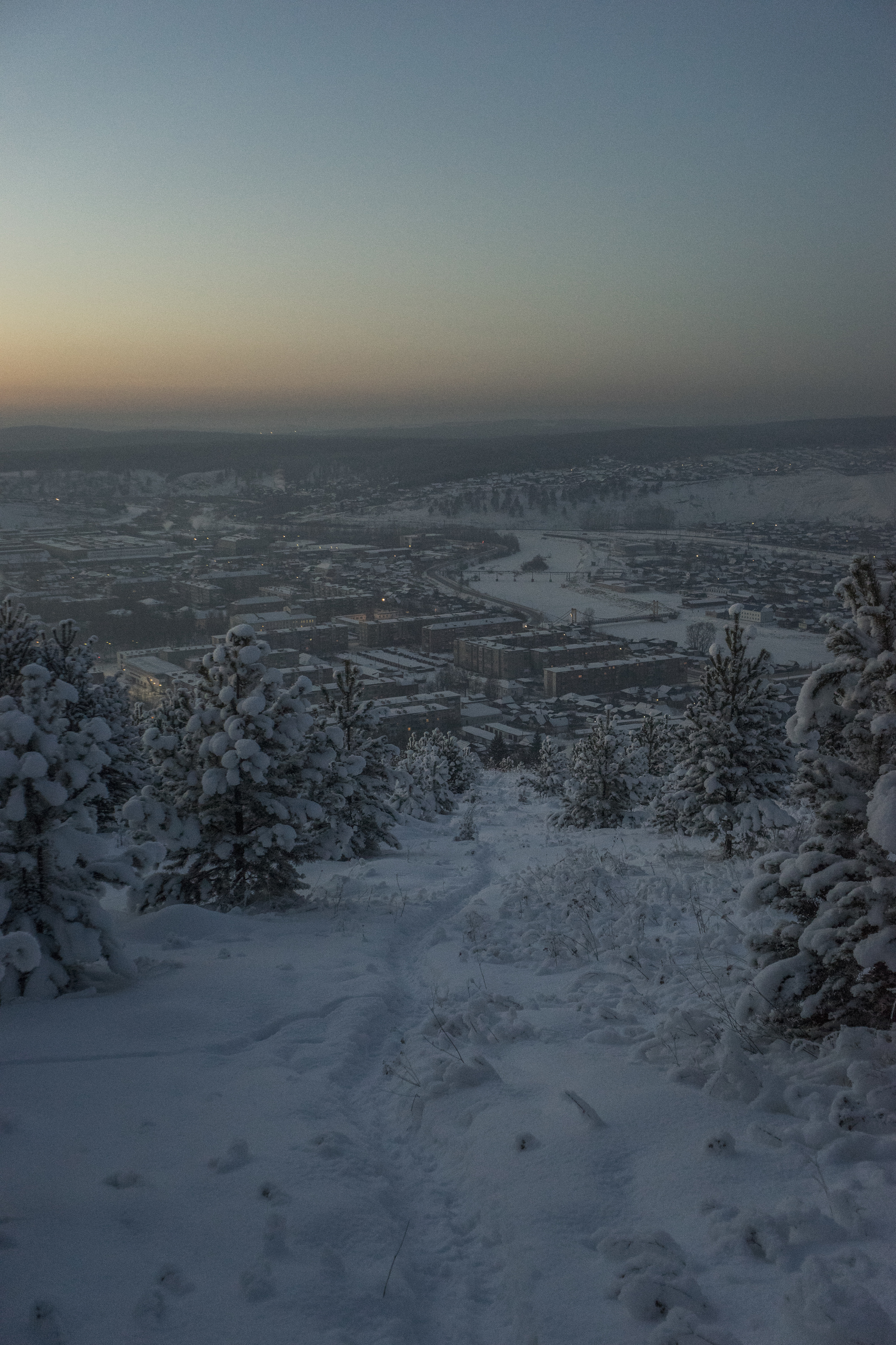 Winter evening in the Urals - My, Winter, Sunset, Ural, Ust-Katav, The mountains, Horses, Forest, Longpost, The photo