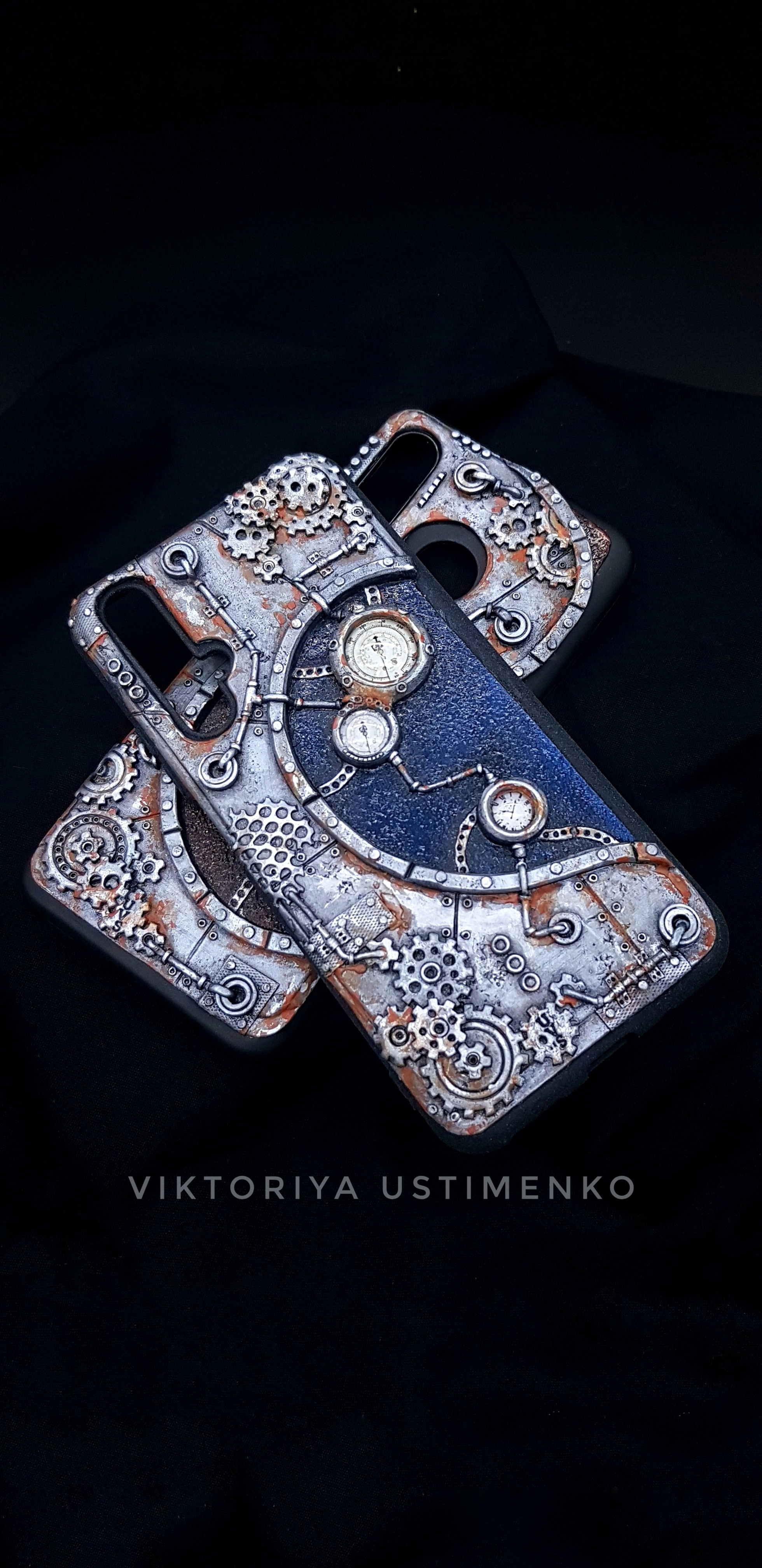 Another version of the case with rust - My, Needlework without process, Steampunk, With your own hands, Polymer clay, Case for phone, Video, Longpost